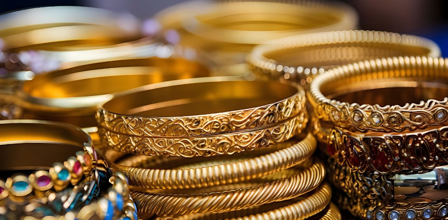 A Collection of Gold Bangles