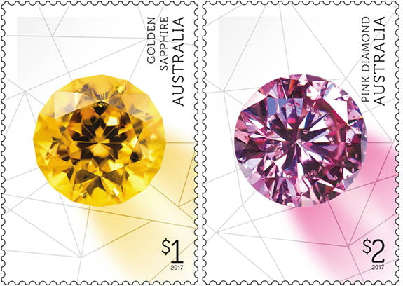 Golden Sapphire and Pink Diamond Stamps