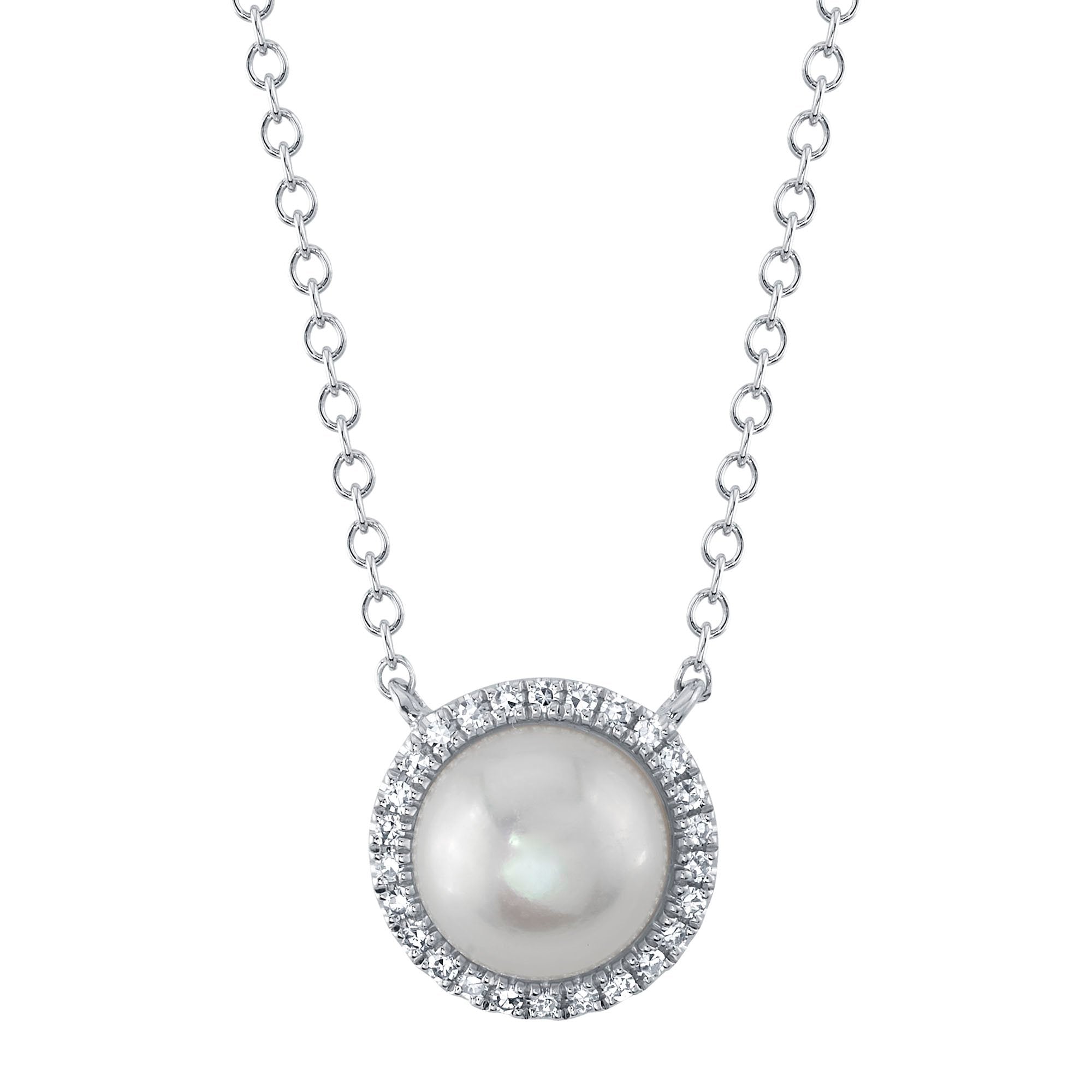 Shy Creation Pearl and Diamond Necklace