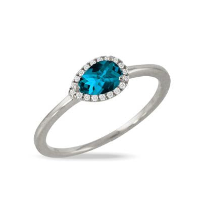 Doves London Blue Topaz and Diamond Ring