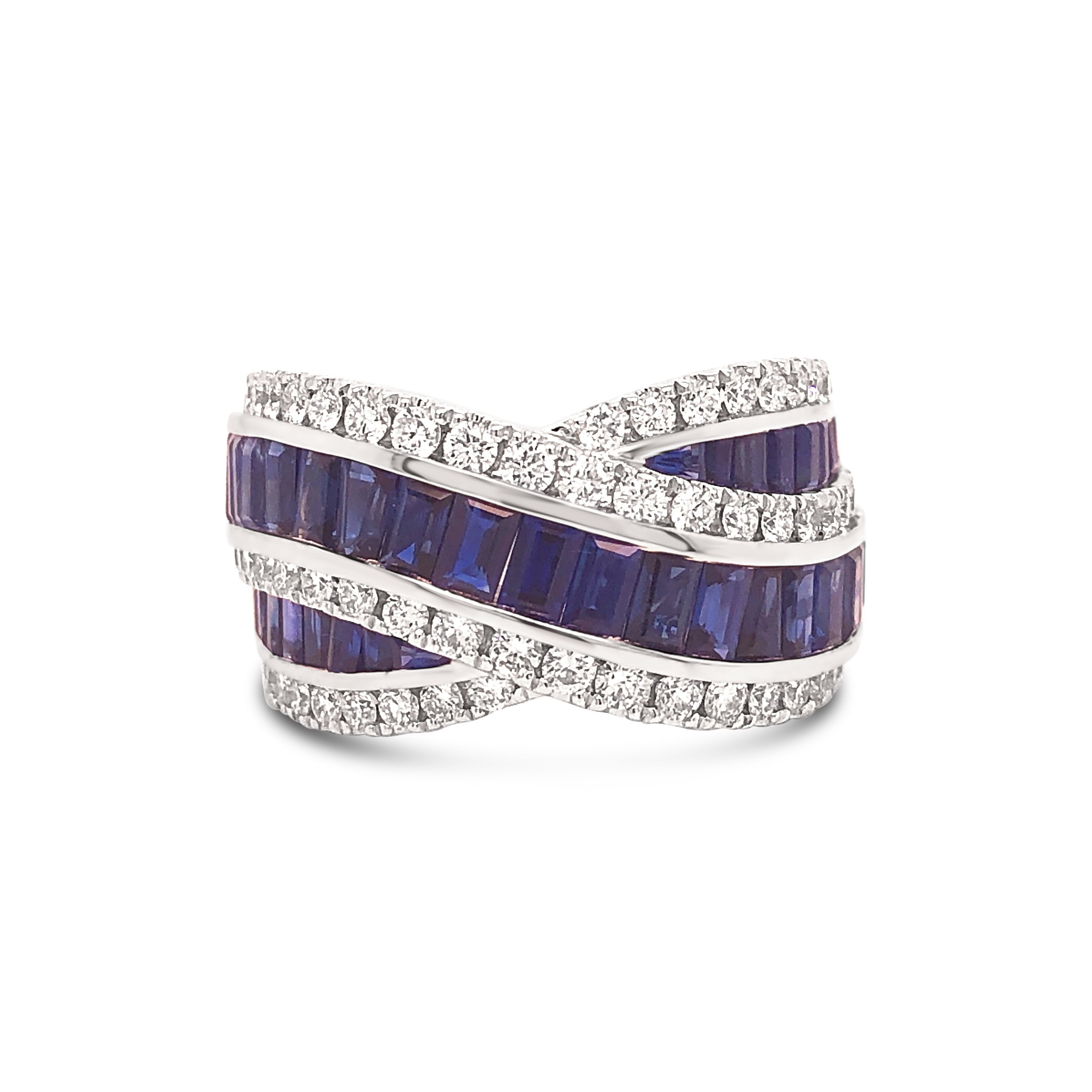 Charles Krypell Diamond and Blue Sapphire Ring