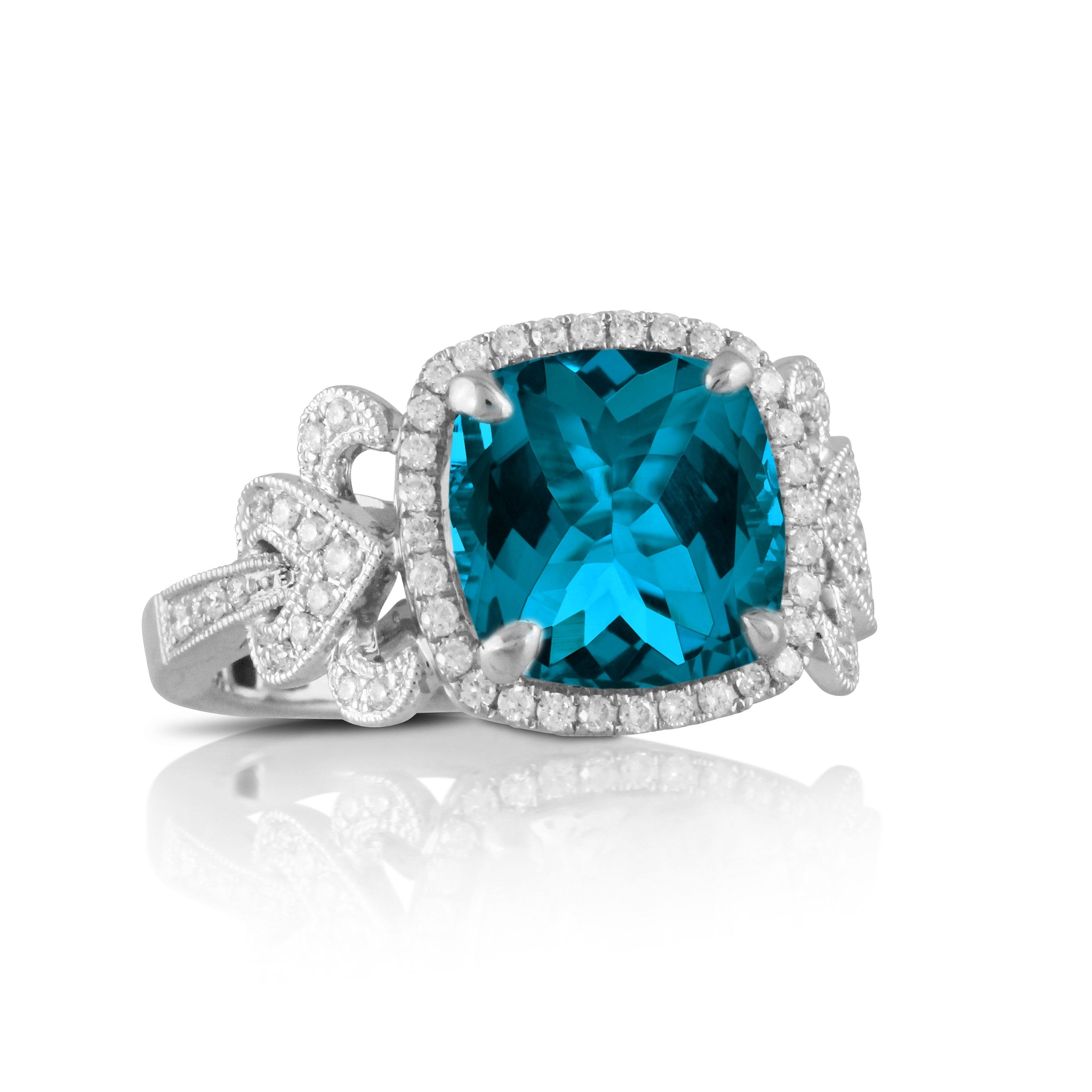 Doves London Blue Topaz and Diamond Ring