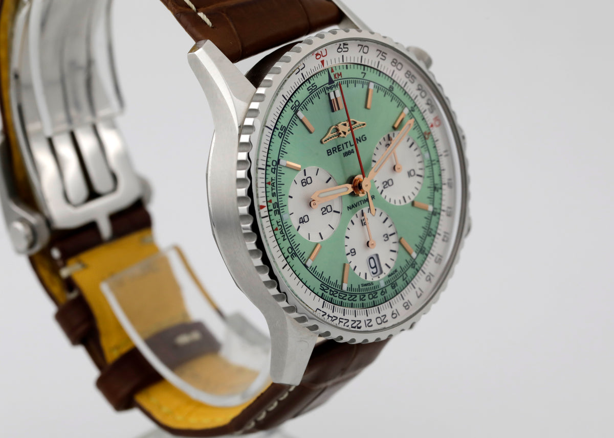 Pre Owned Brietling Navitimer B01 Chronograph 41mm mint green dial, ref. AB0139211L1P1
