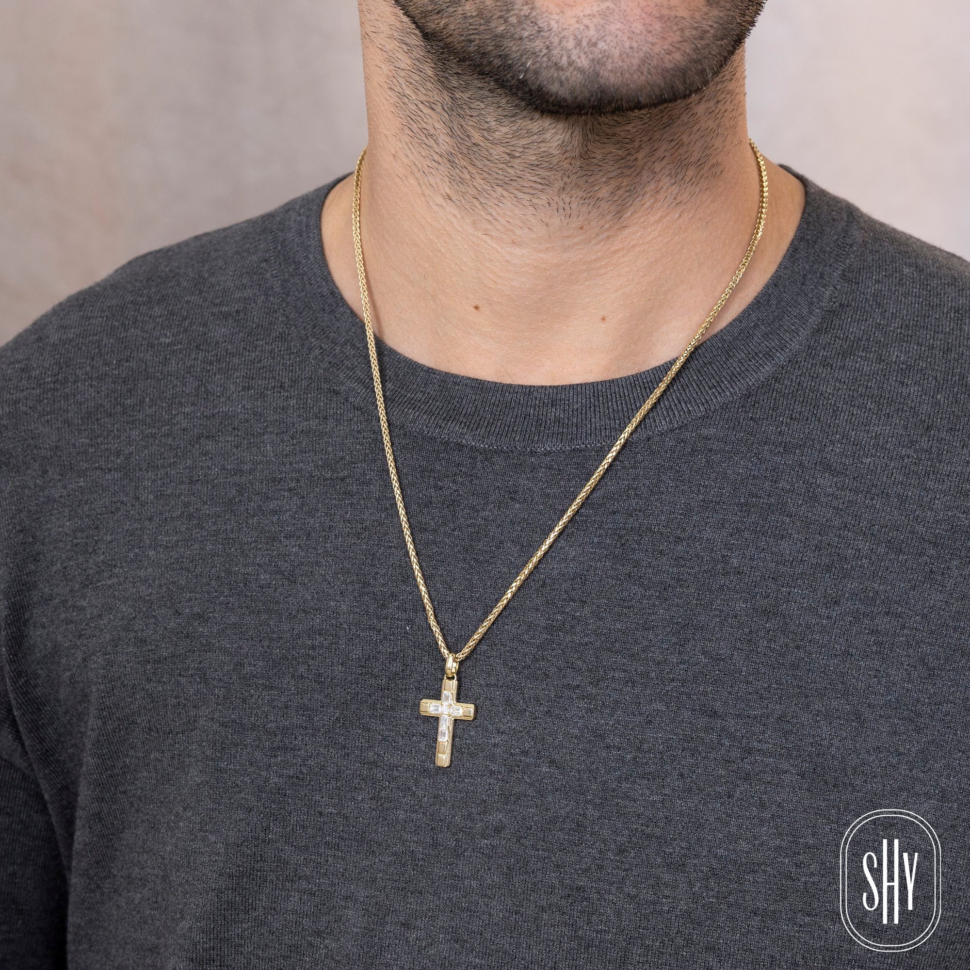 Shy Creation Men's Diamond Cross Pendant