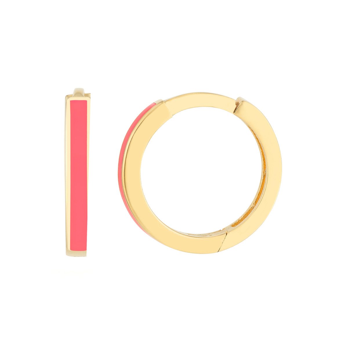 Gold and Enamel Huggie Earrings