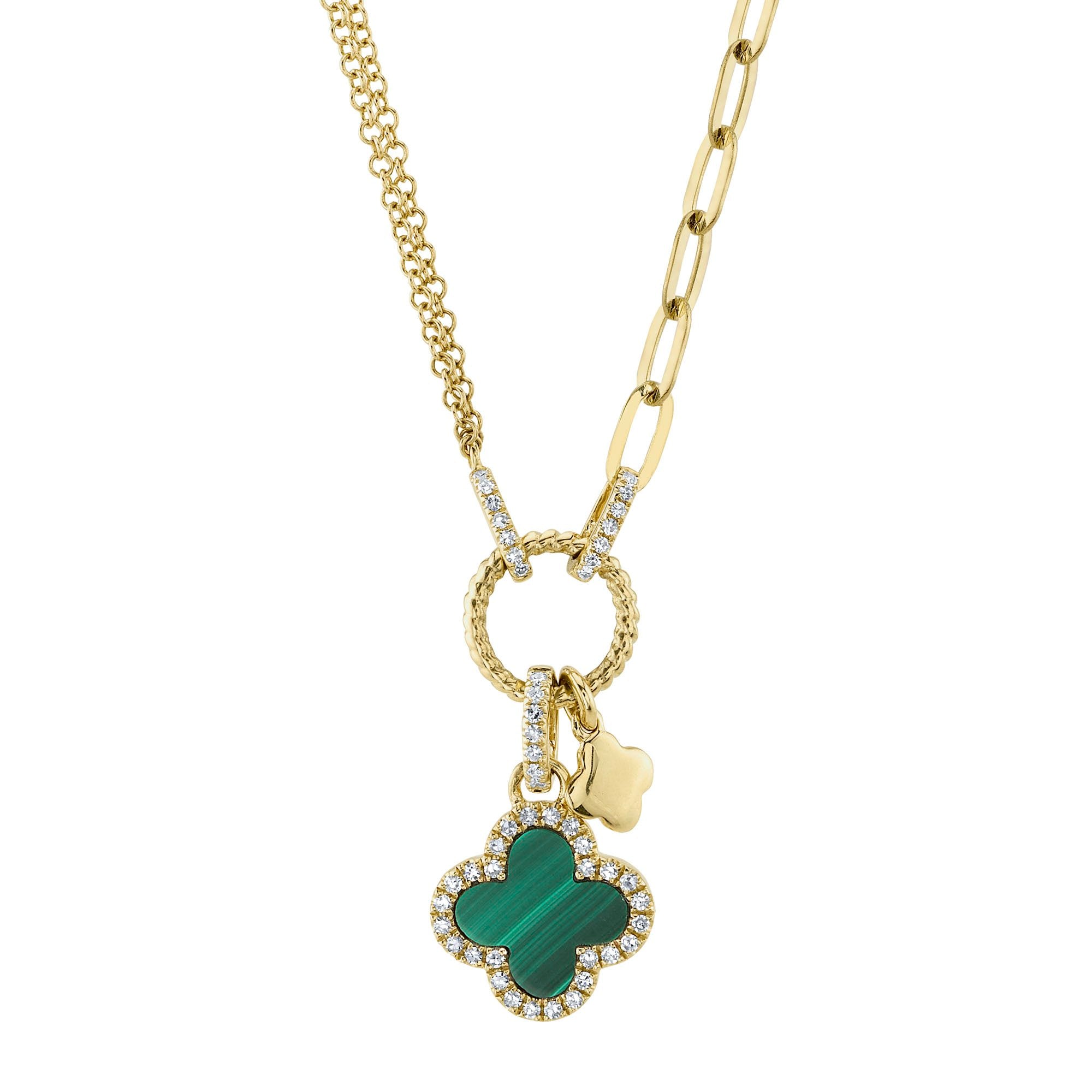 Shy Creation Diamond and Malachite Pendant
