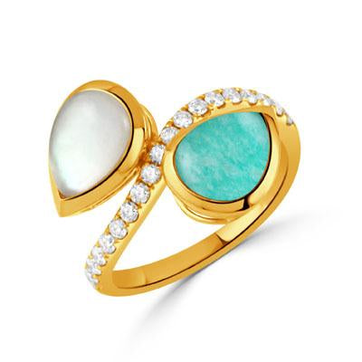 Doves Diamond, Mother of Pearl and Amazonite Ring