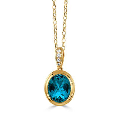 Doves London Blue Topaz and Diamond Pendant