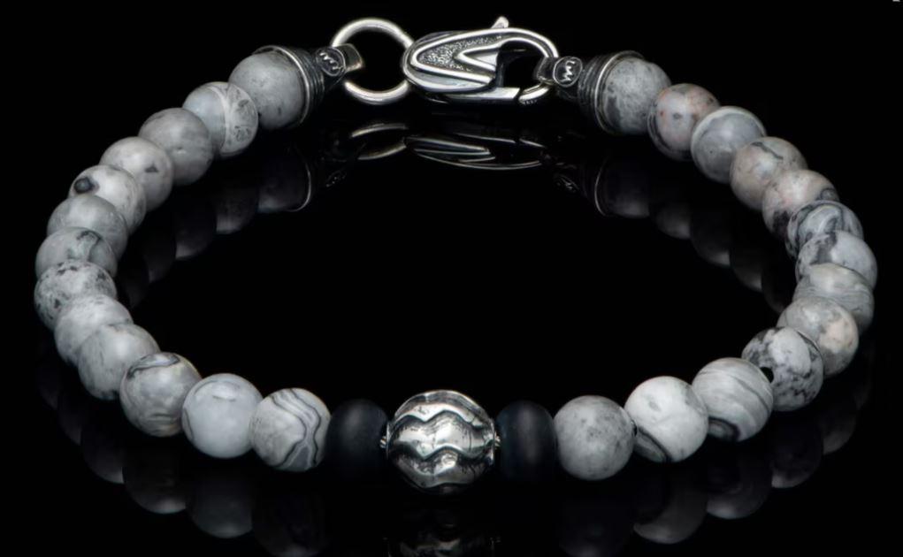 William Henry Brookings-Silver Agate Men's Bracelet