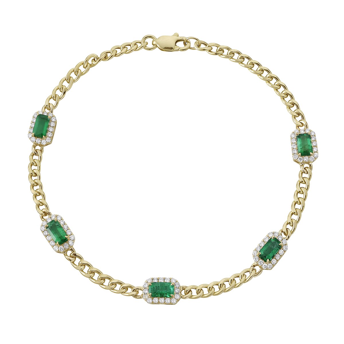 Diamond and Green Emerald Bracelet