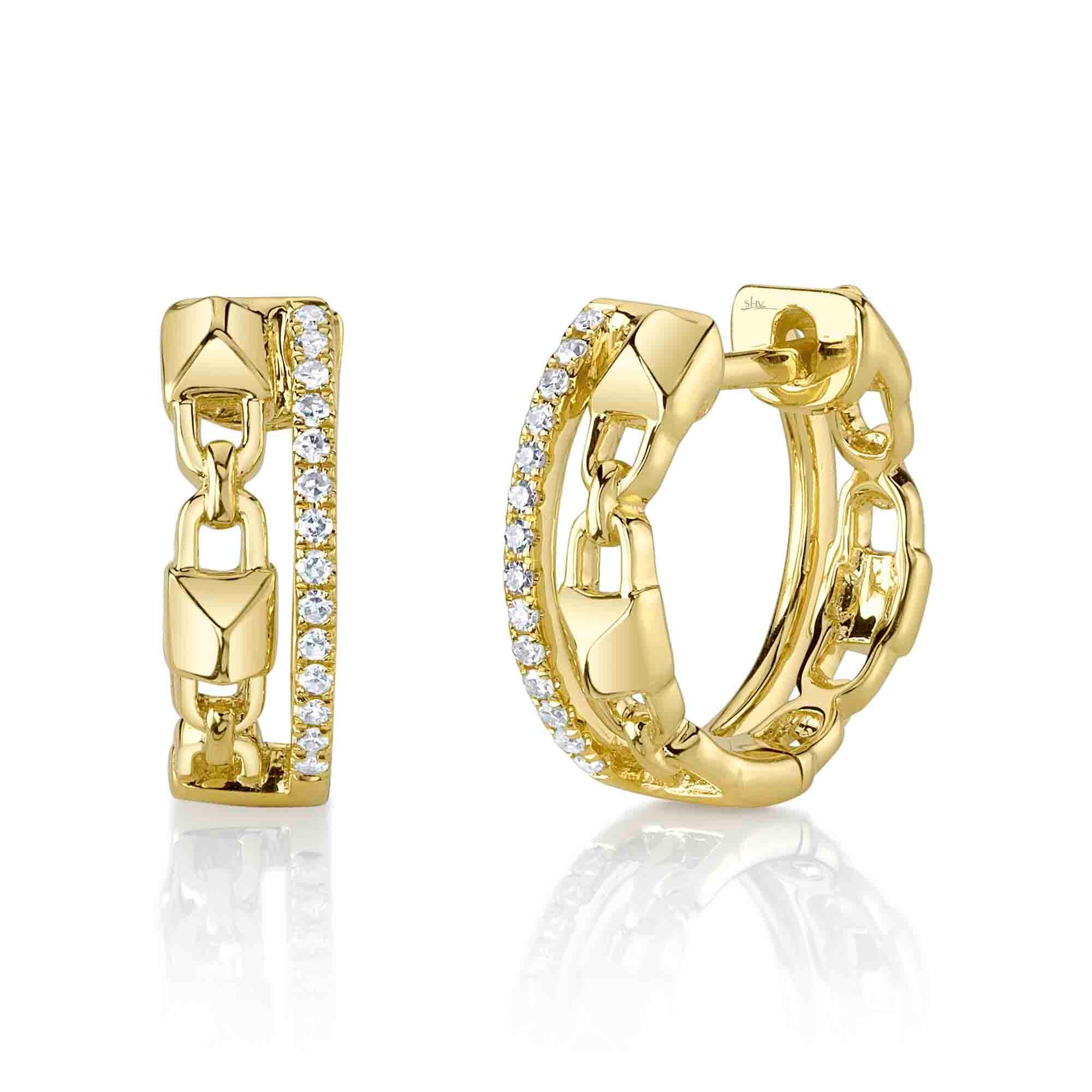 Shy Creation Diamond Huggie Earrings