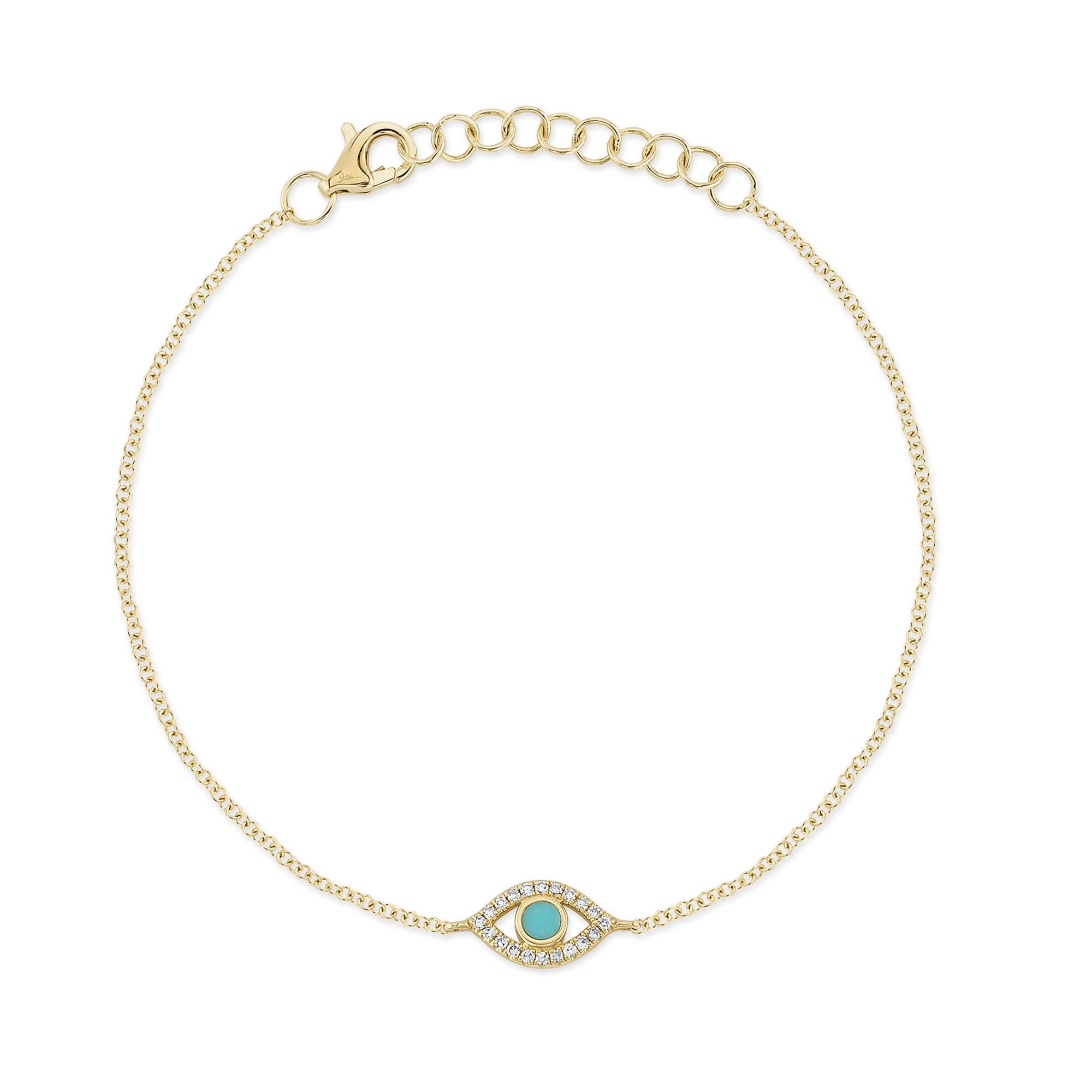 Shy Creation Diamond and Turquoise Eye Bracelet
