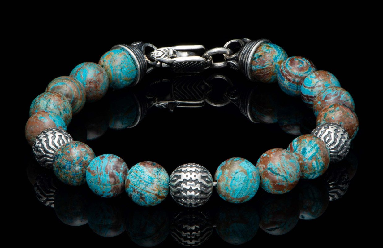 William Henry Seaside Blue Agate Beaded Bracelet