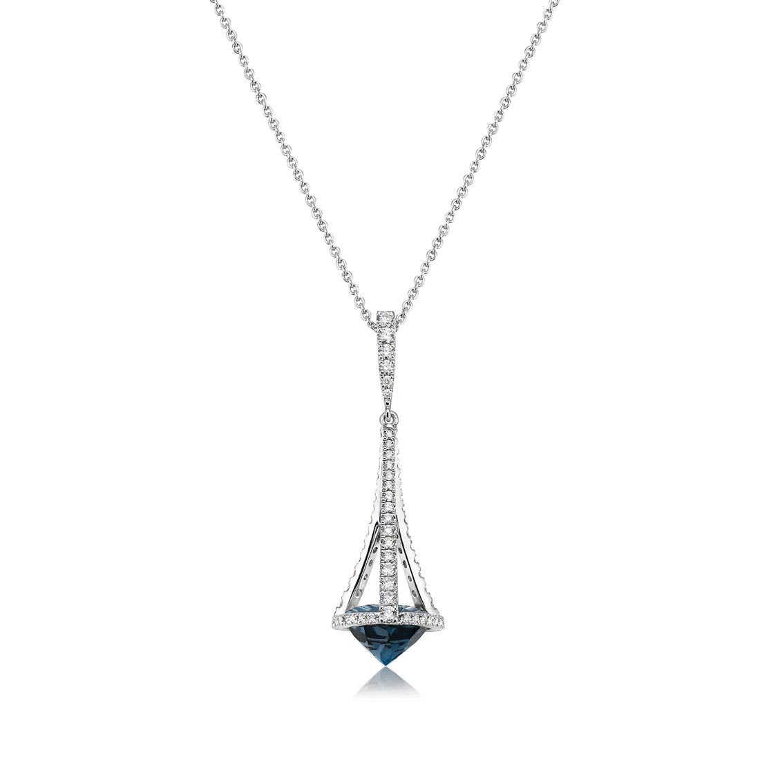 Charles Krypell Diamond and London Blue Topaz Pendant