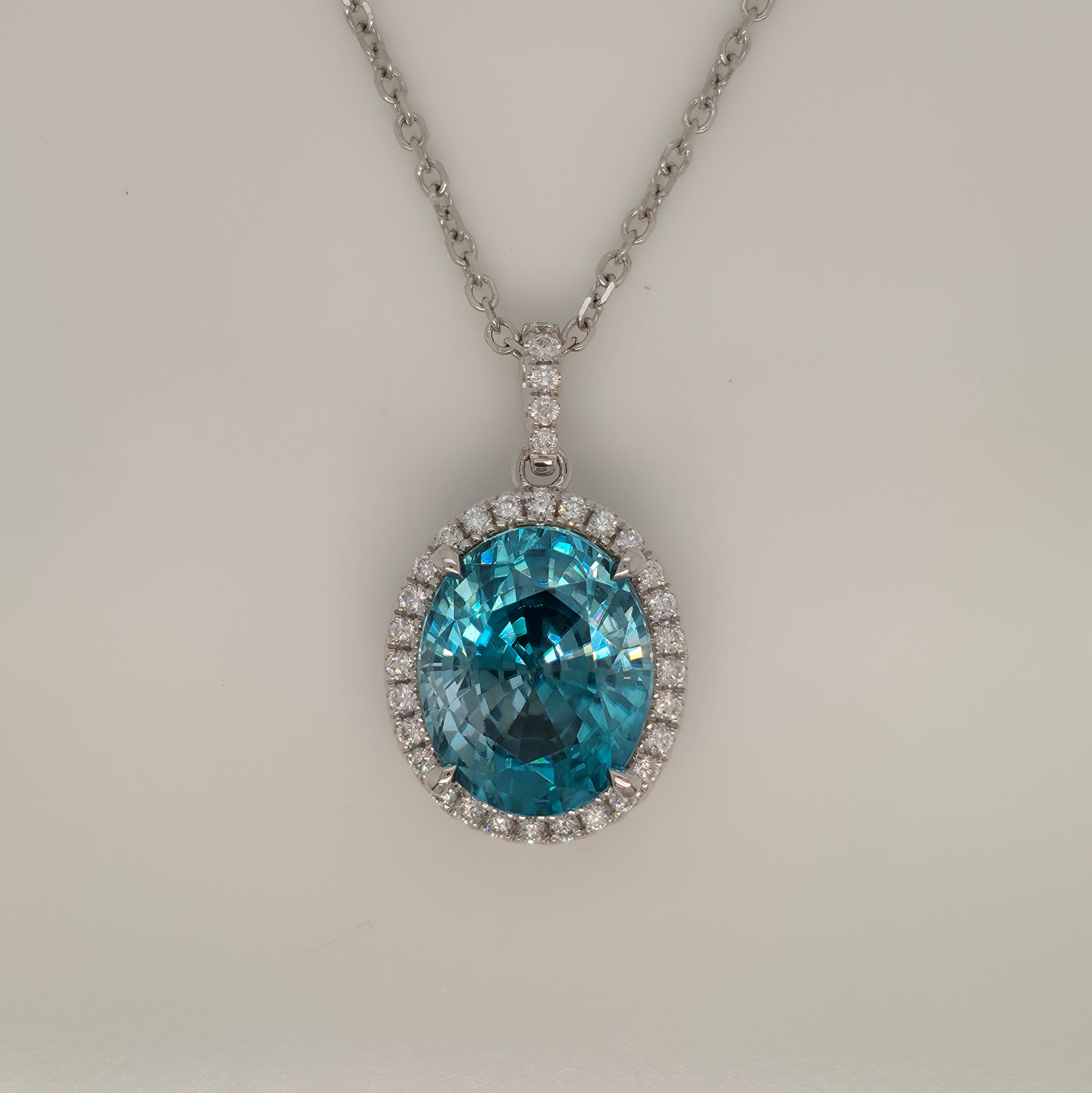 Blue Topaz and Diamond Pendant