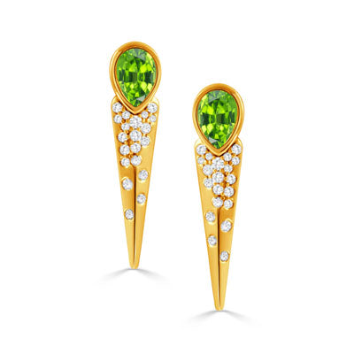 Doves Peridot and Diamond Earrings