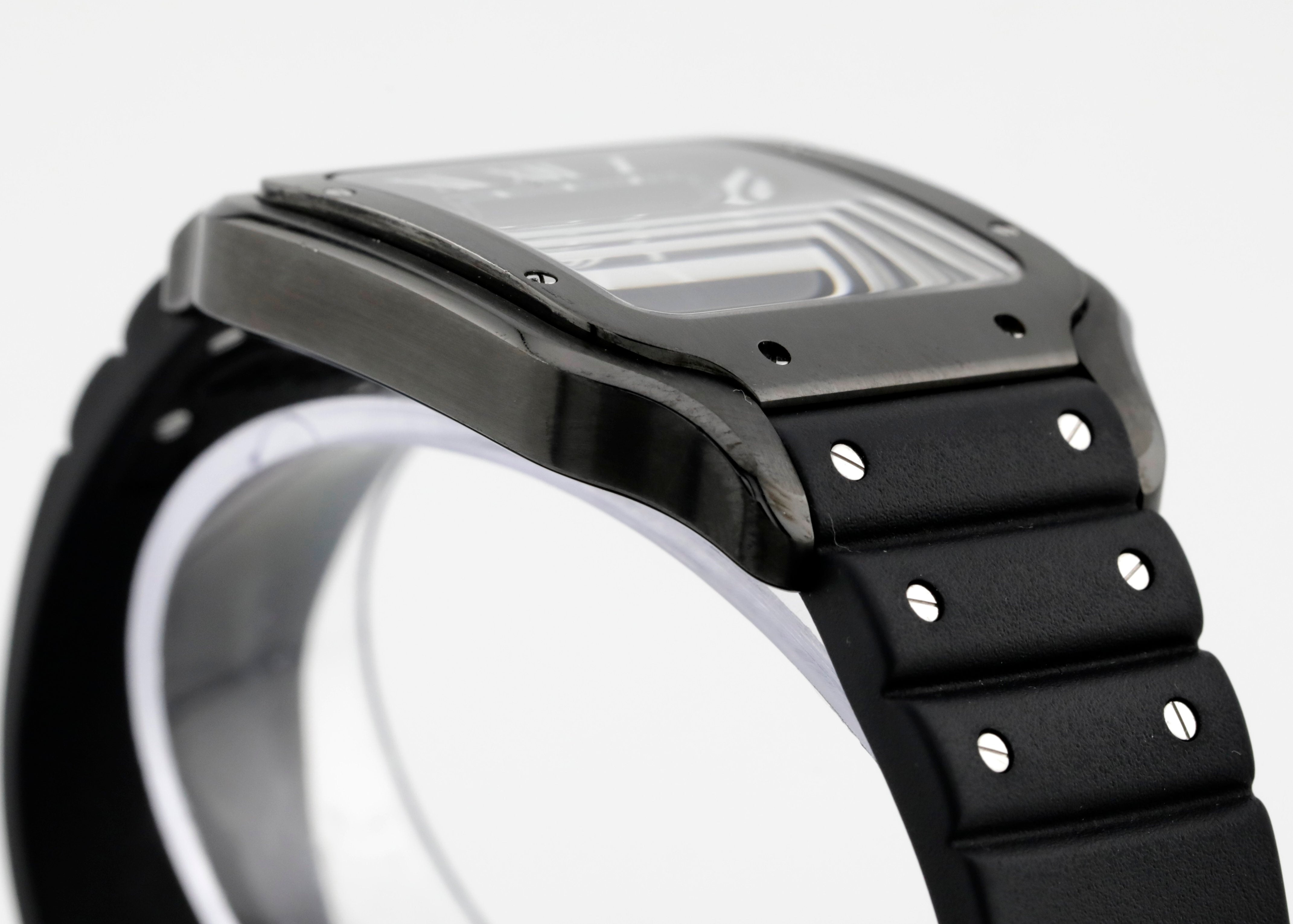 Pre Owned Cartier Santos De Cartier Black Steel Large Ref. WSSA0039