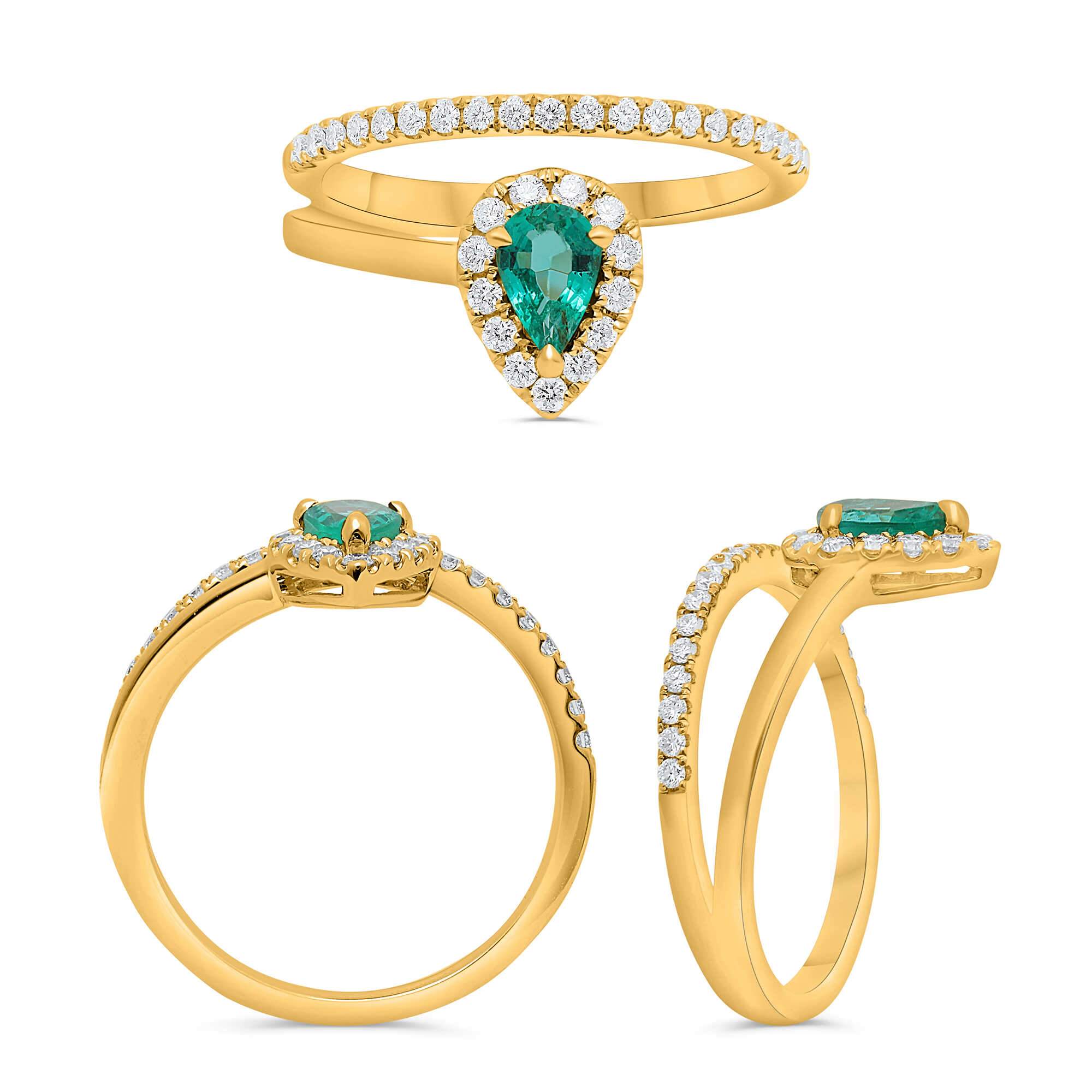 Diamond and Green Emerald Ring