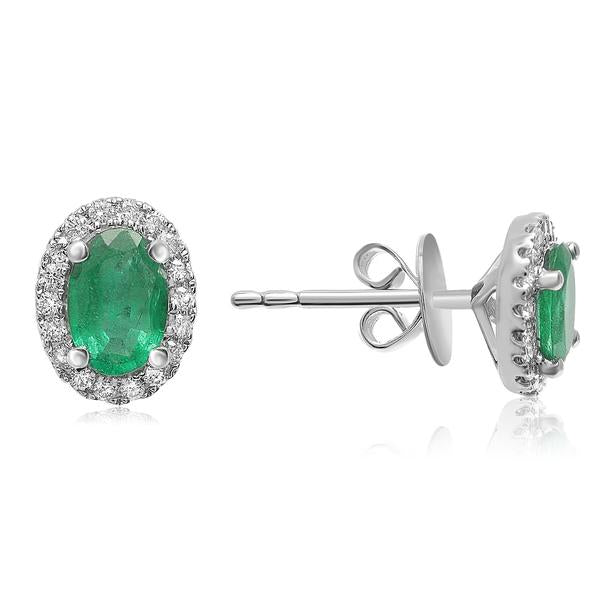 Green Emerald and Diamond Earrings