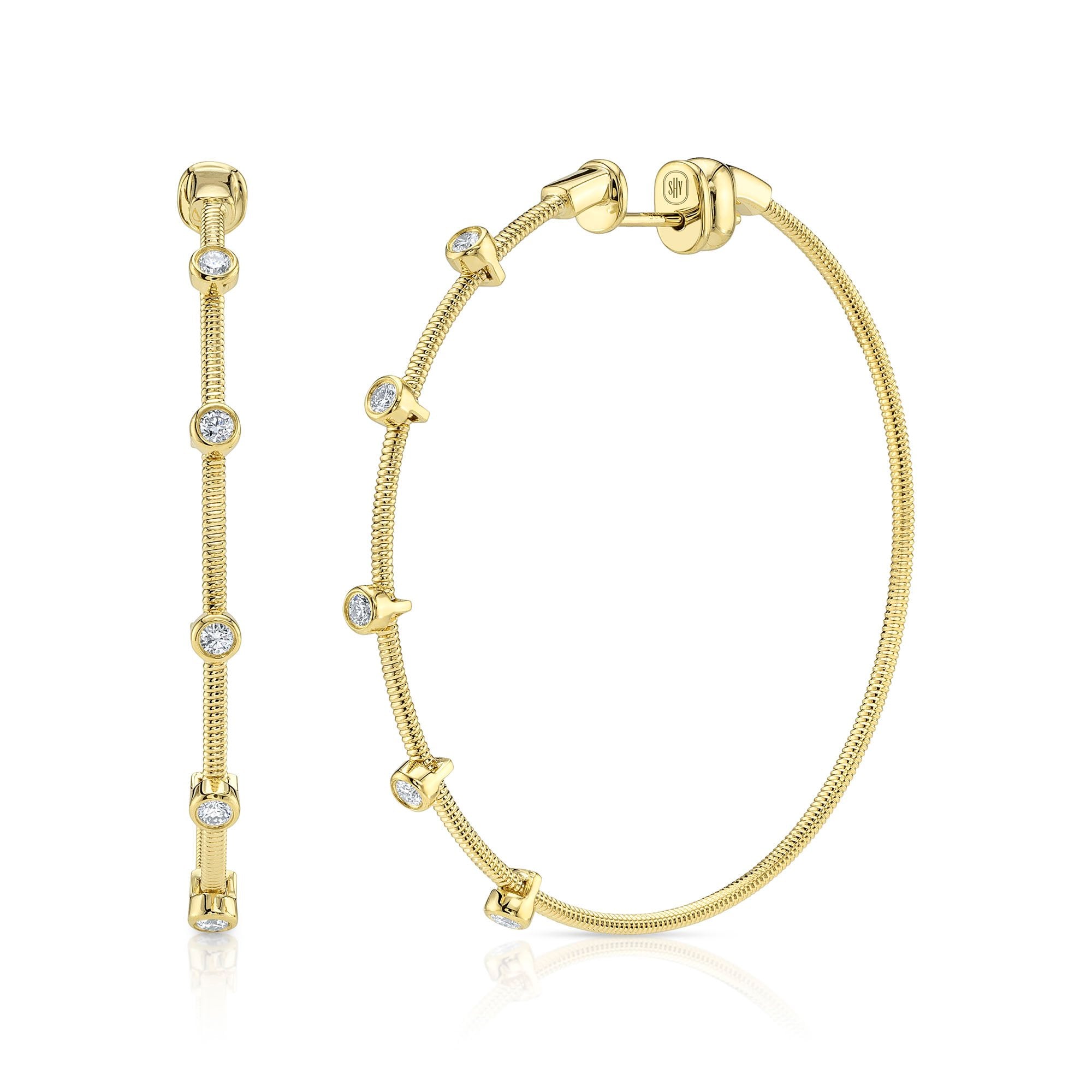 Shy Creation Diamond Fashion Hoop Earrings