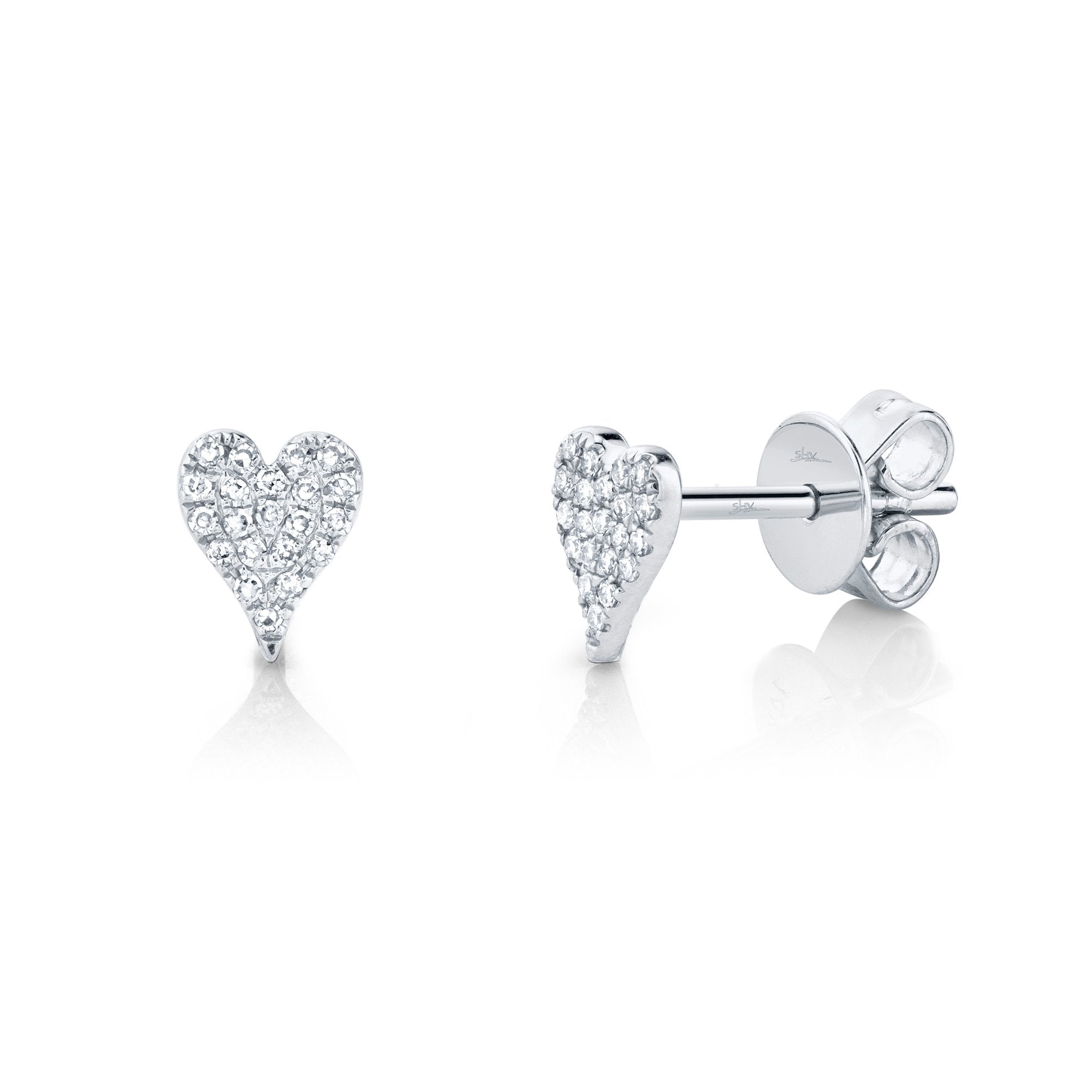 Shy Creation Diamond Heart Stud Earrings