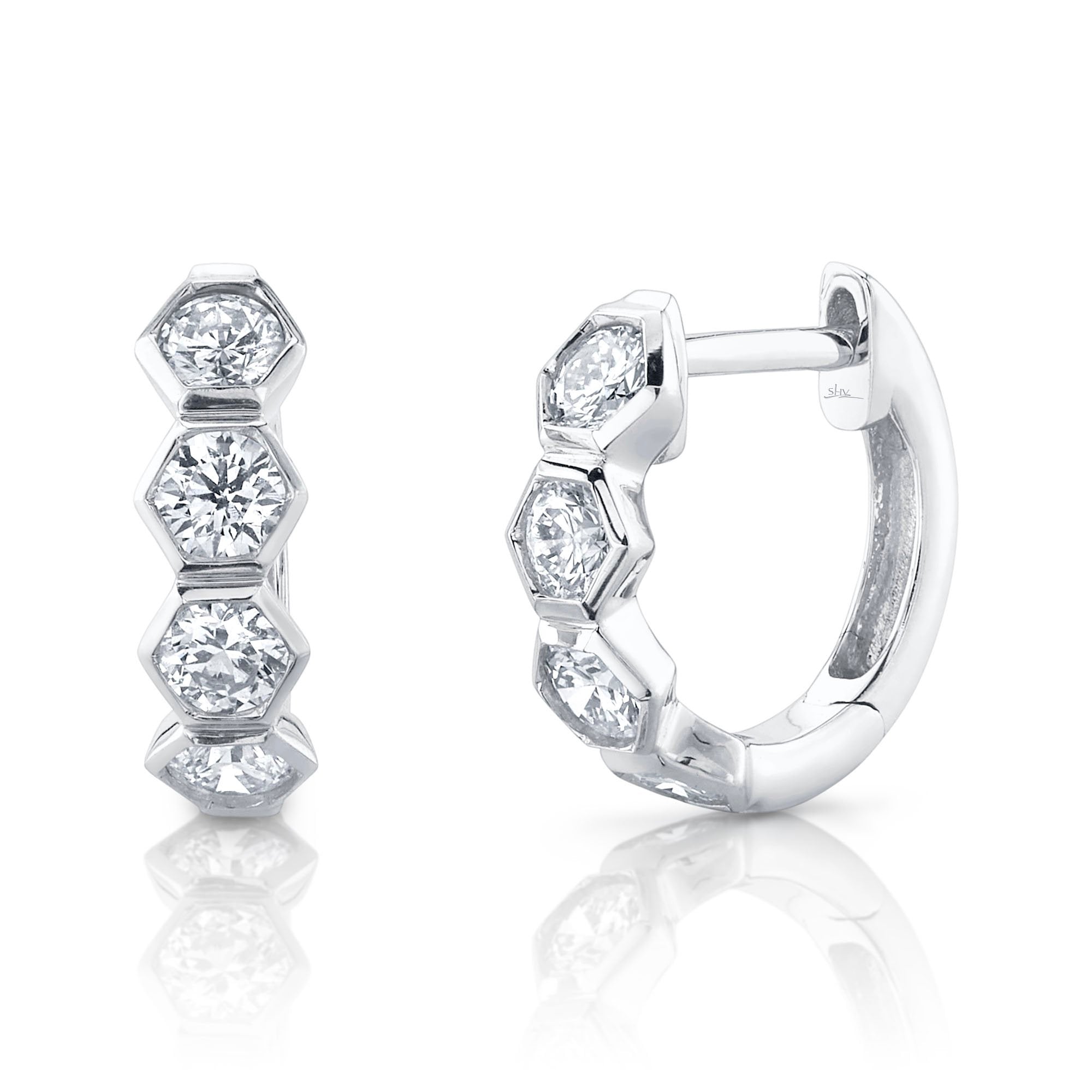 Shy Creation Diamond Huggie Earrings