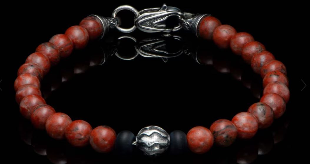 William Henry Brookings Red Jasper Beaded Bracelet