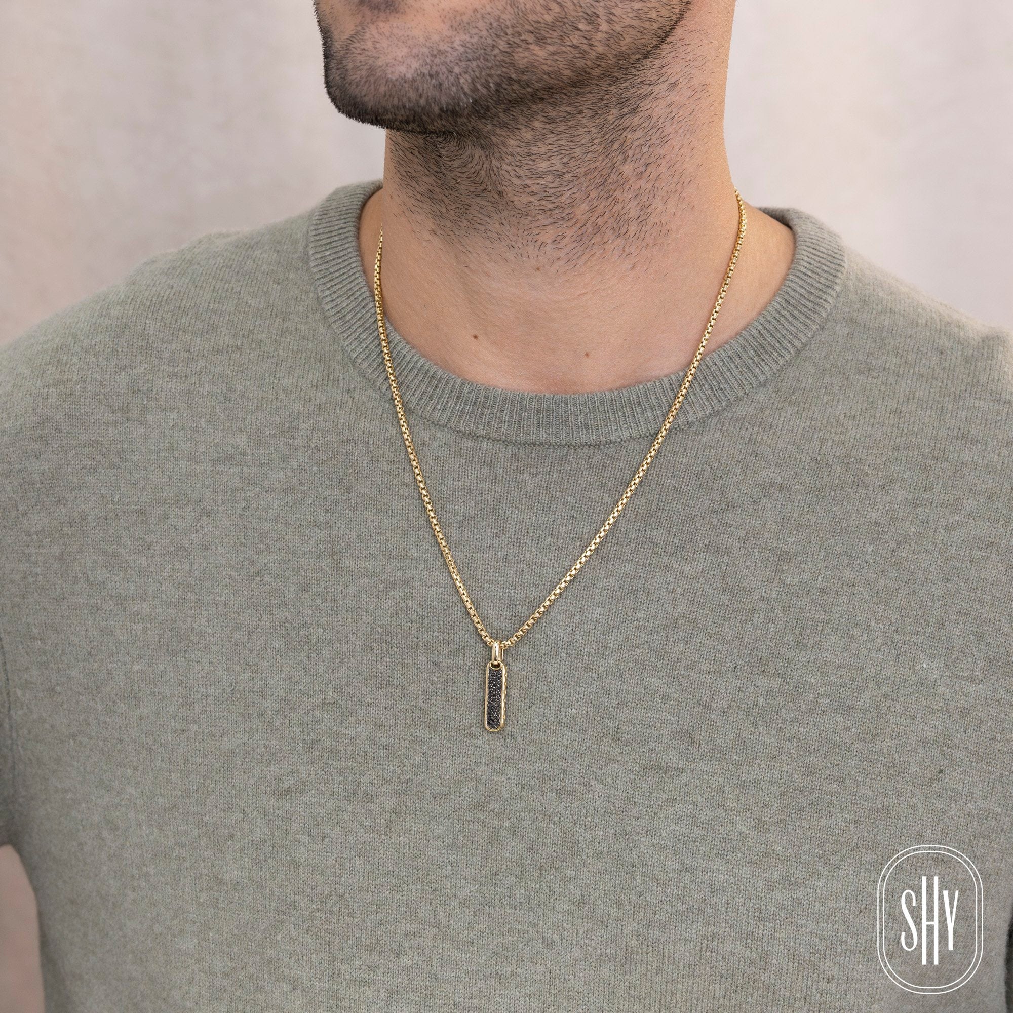 Shy Creation Men's Black Diamond Pendant
