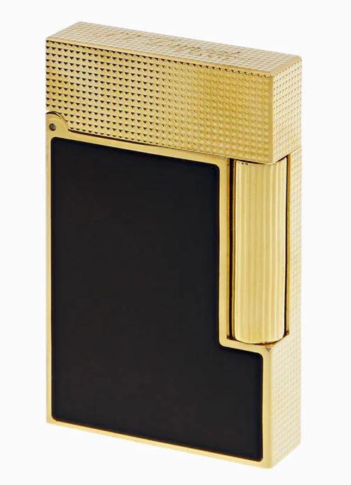 S.T. Dupont Line 2 Micro Diamond Head Yellow Gold & Matte Black Lacquer Ping Lighter