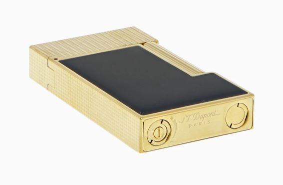S.T. Dupont Line 2 Micro Diamond Head Yellow Gold & Matte Black Lacquer Ping Lighter
