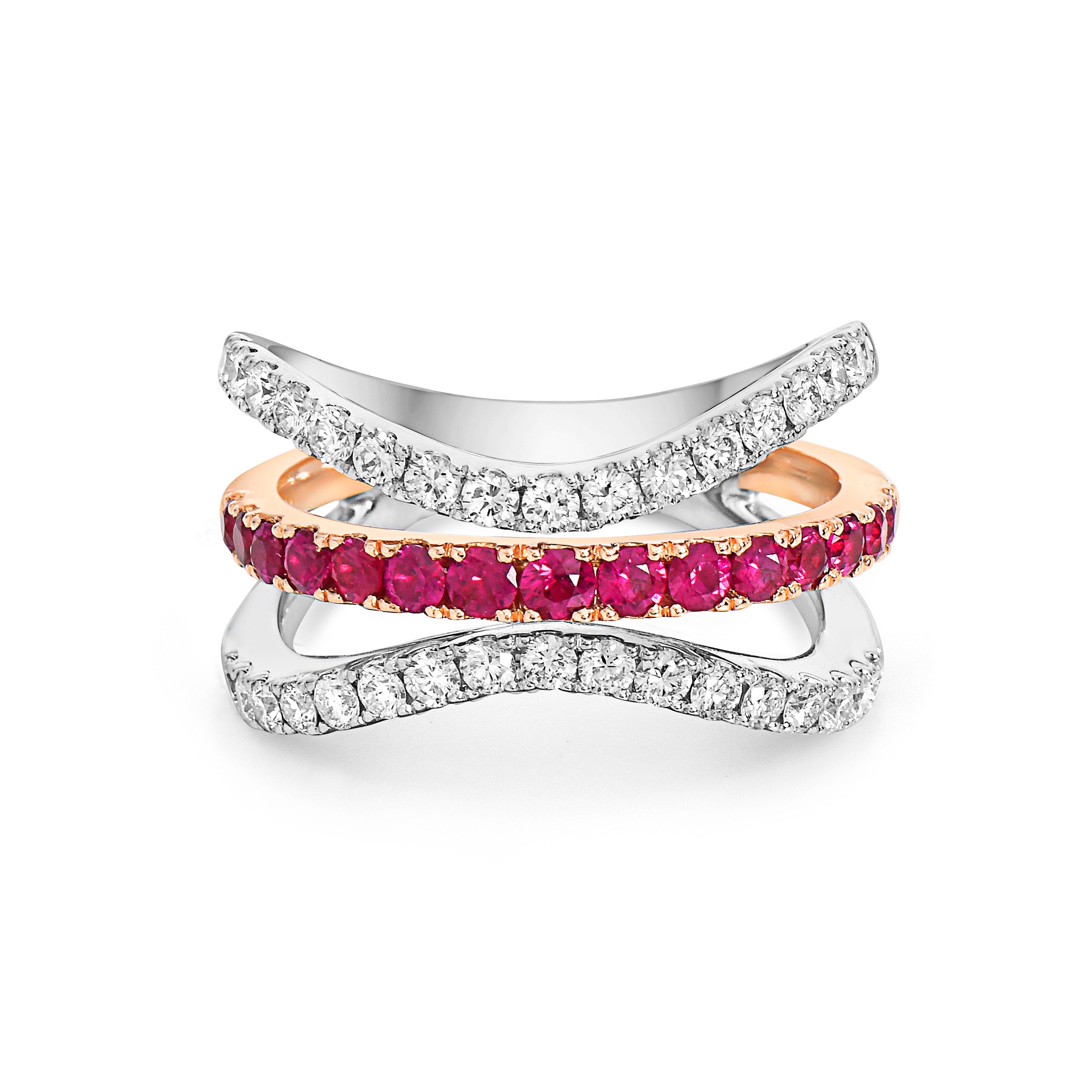 Charles Krypell Diamond and Ruby Ring