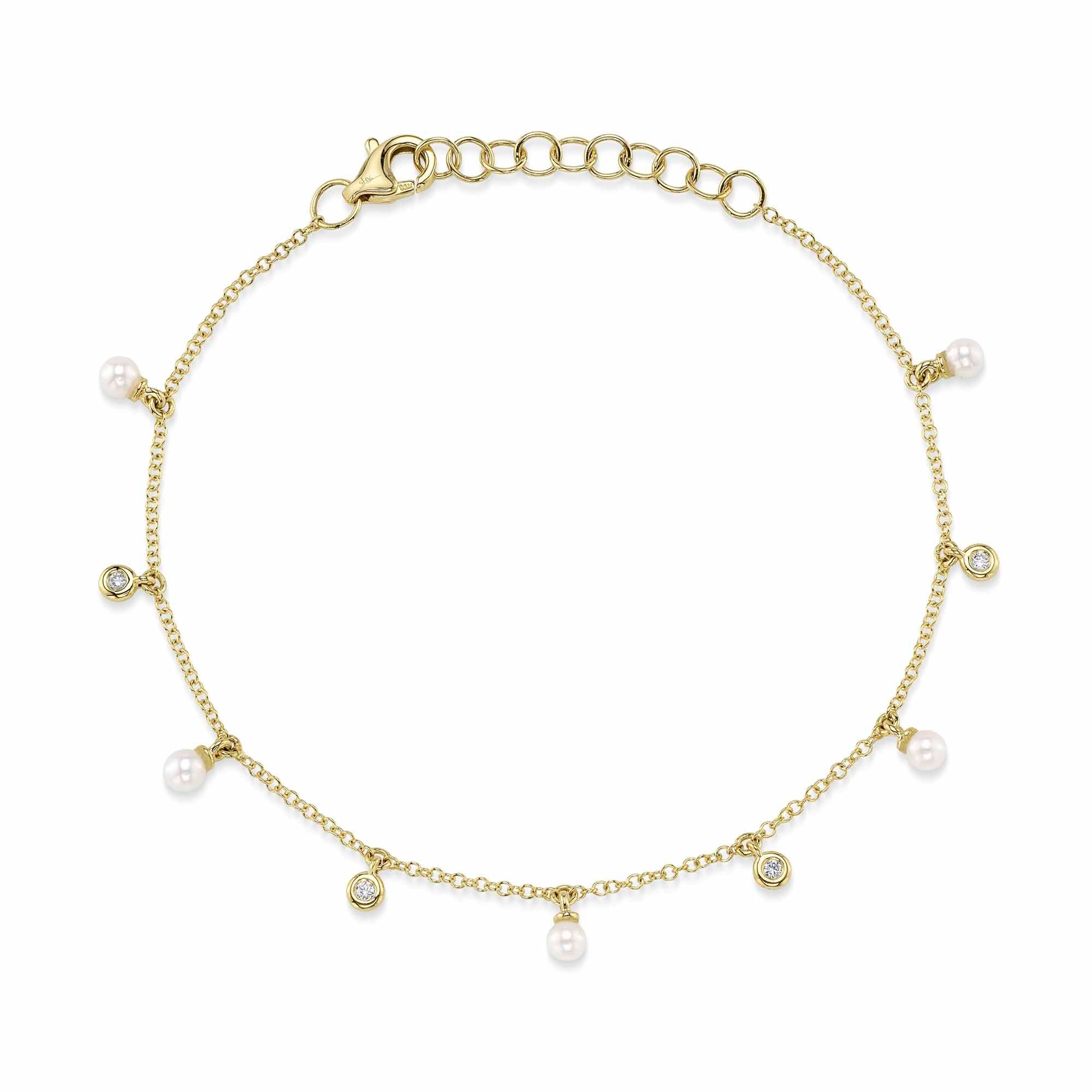 Shy Creation Diamond and Pearl Bracelet