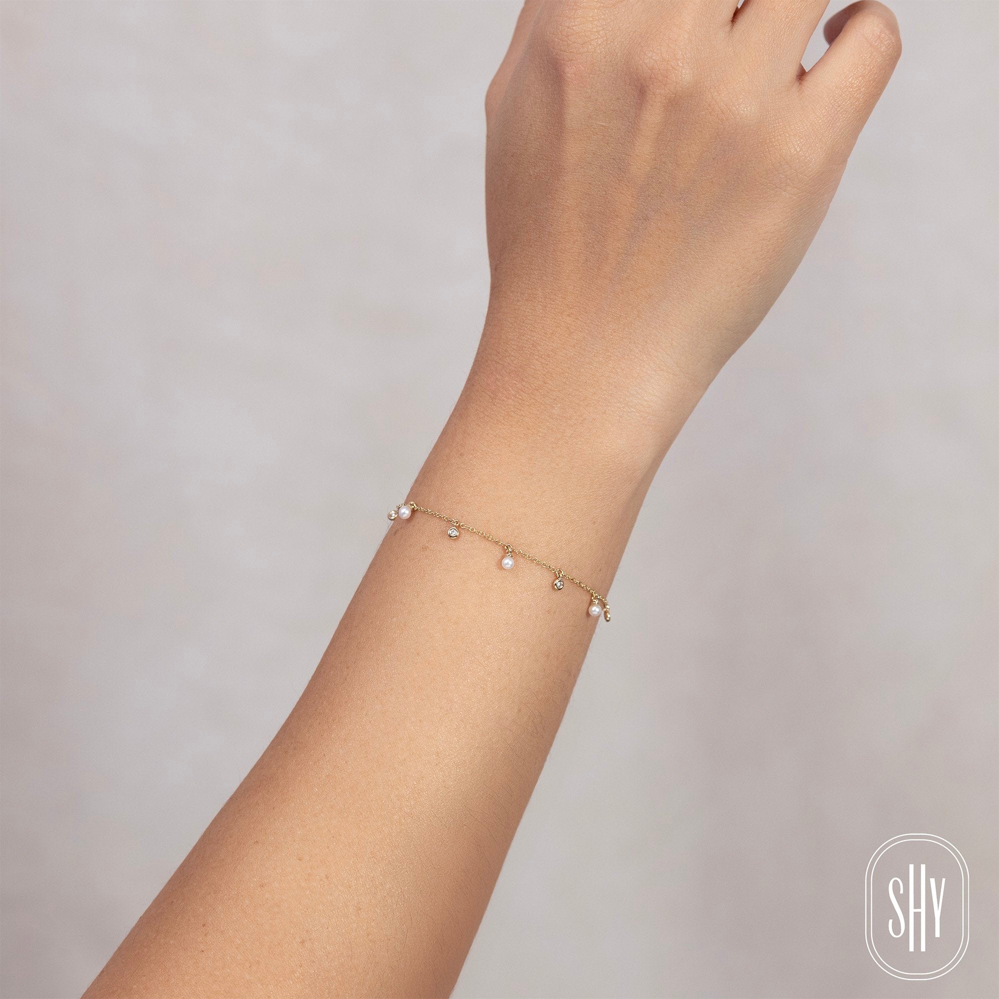 Shy Creation Diamond and Pearl Bracelet