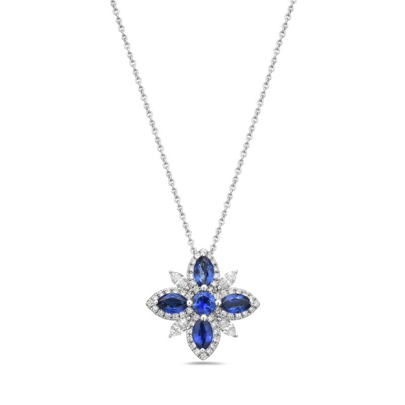 Charles Krypell Diamond and Blue Sapphire Pendant