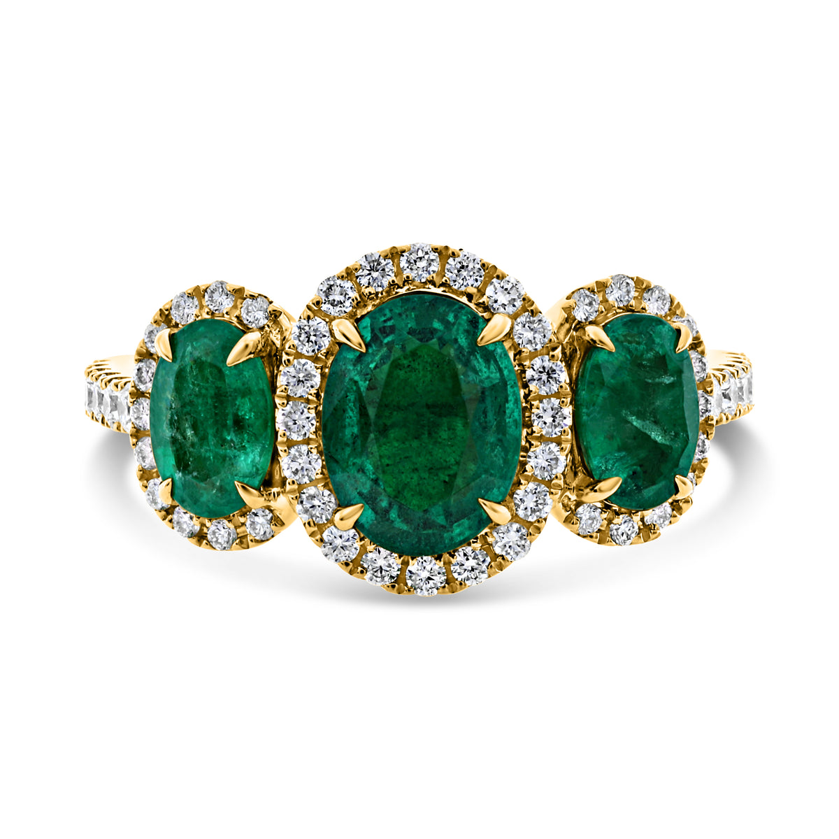 Green Emerald and Diamond Ring