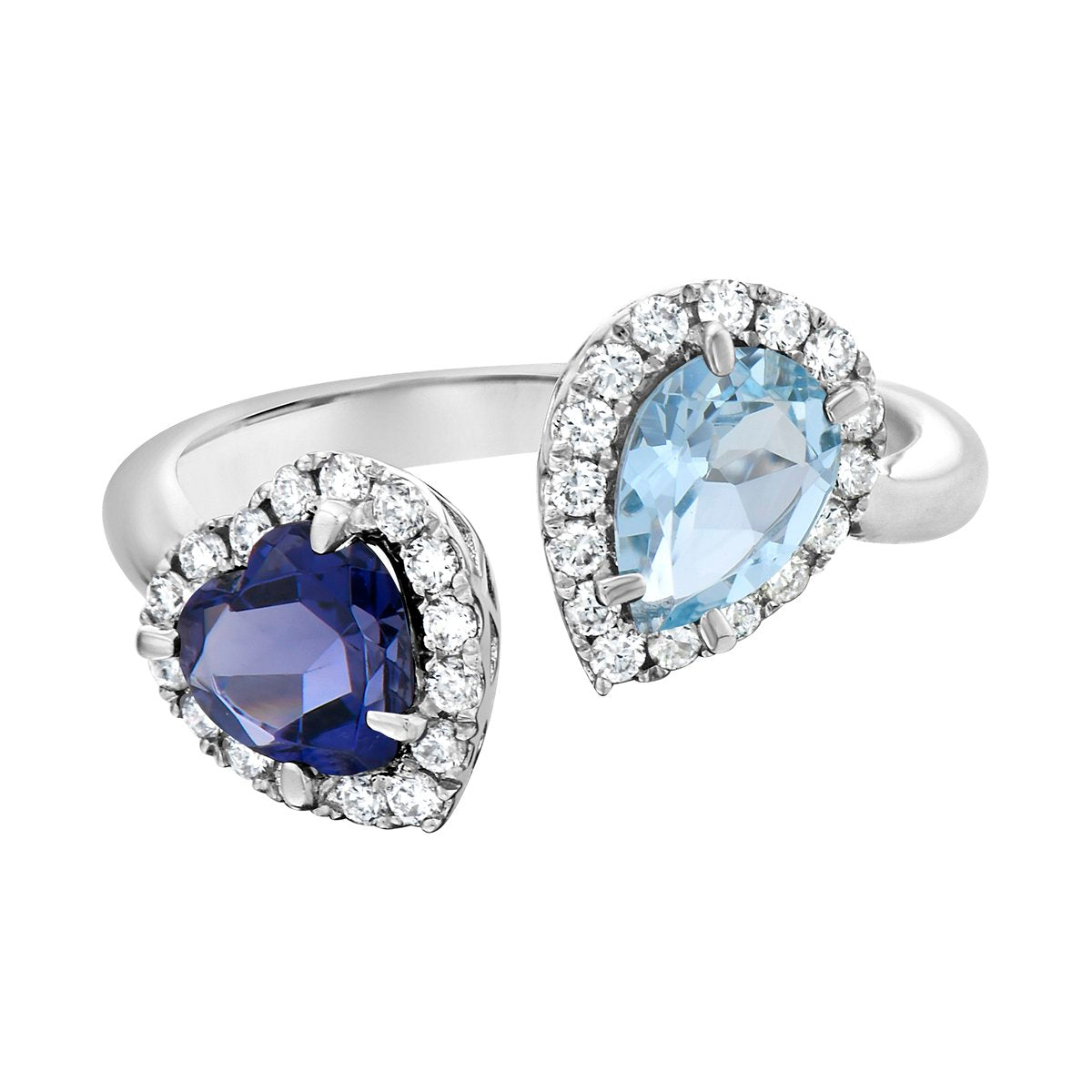 Iolite, Aquamarine and Diamond Ring