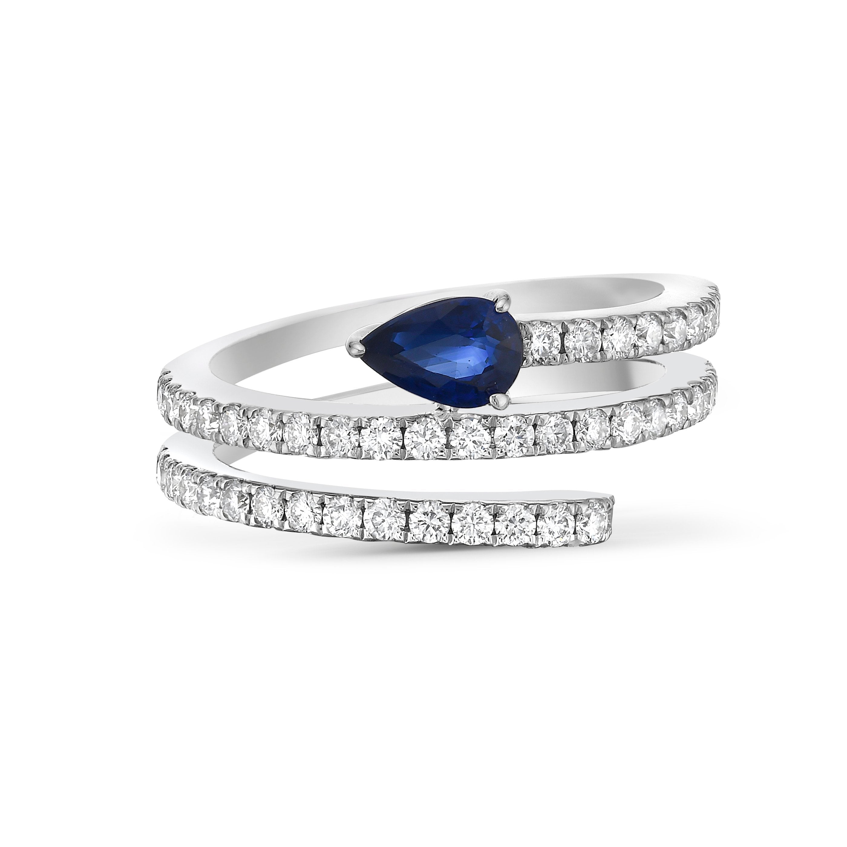 Charles Krypell Diamond and Blue Sapphire Ring