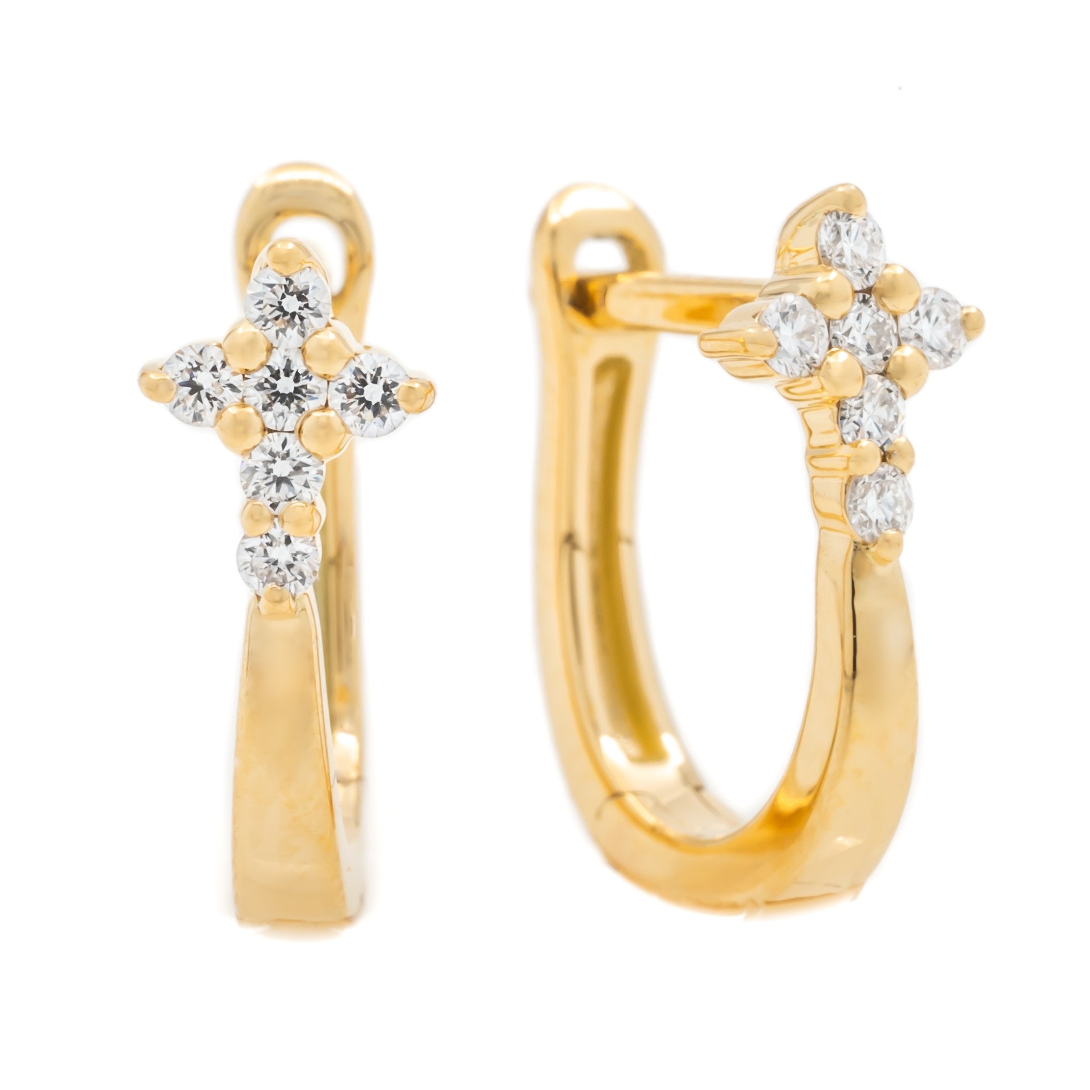 Diamond Cross Huggie Earrings