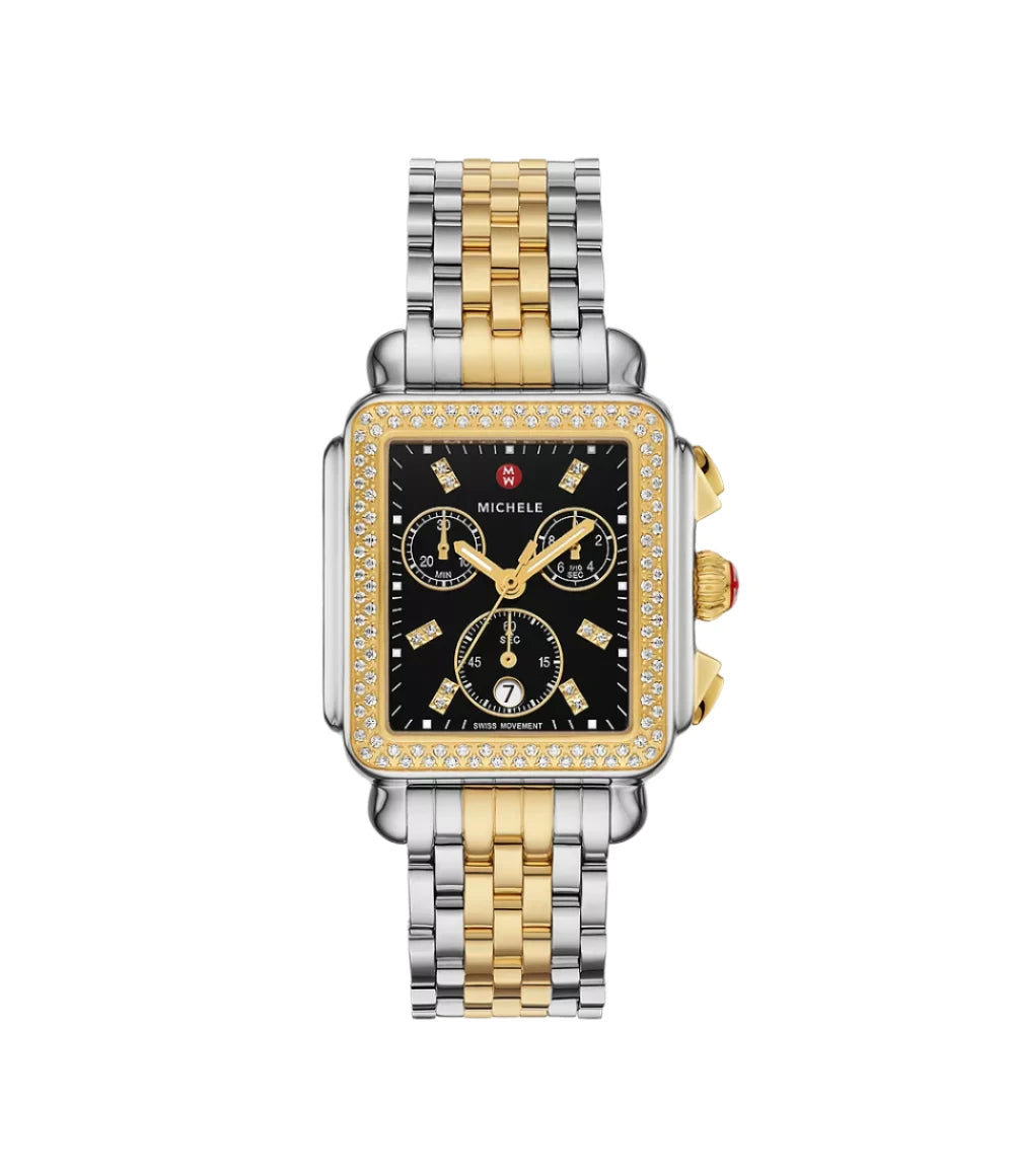 Michele Deco Two-Tone 18k Gold-Plated Diamond Bezel Ref# mww06a000808