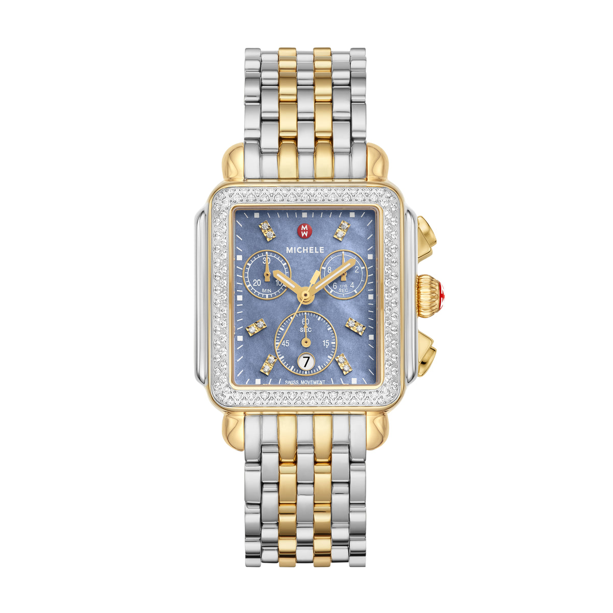 Michele Deco Diamond watch w/ 2 additional bands MWW06A000808-Michele Watch-Deco Two-Tone Diamond Watch-SVS  main image 4
