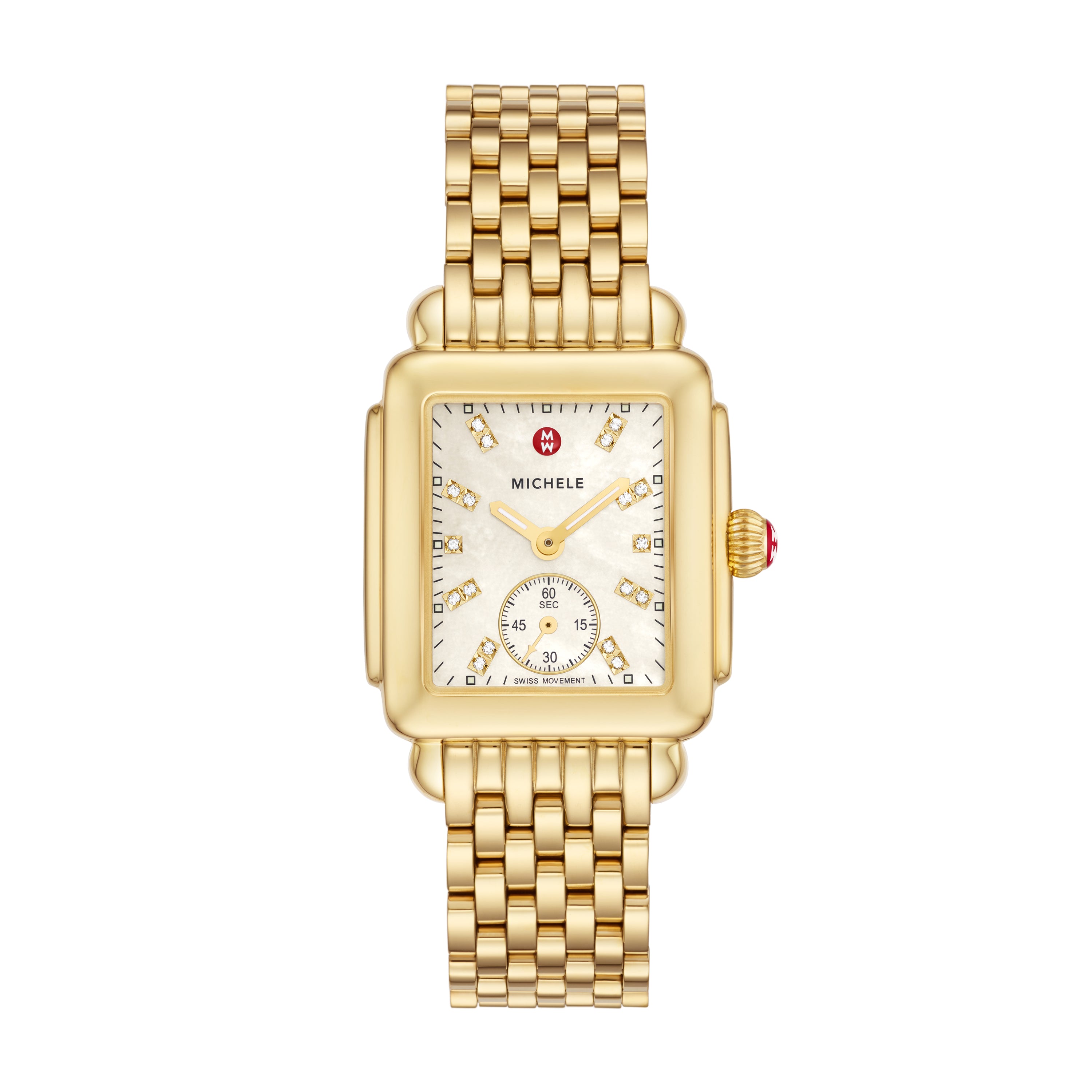 Michele Deco Mid 18k Gold-Plated Diamond Dial Ref# MWW06V000004
