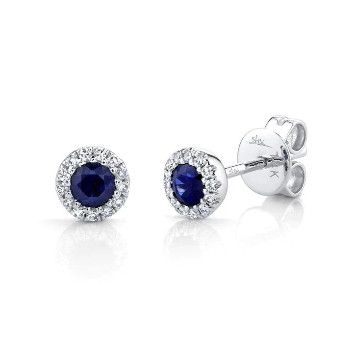 Shy Creation Diamond and Blue Sapphire Earrings
