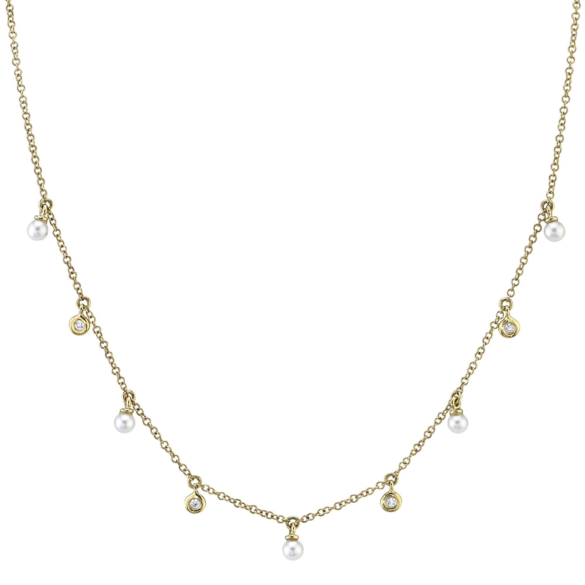 Shy Creation Diamond and Pearl Necklace