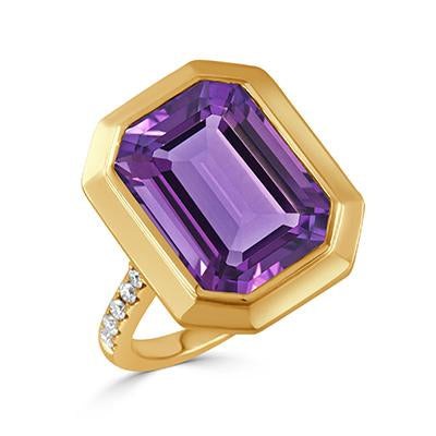 Doves Amethyst and Diamond Ring