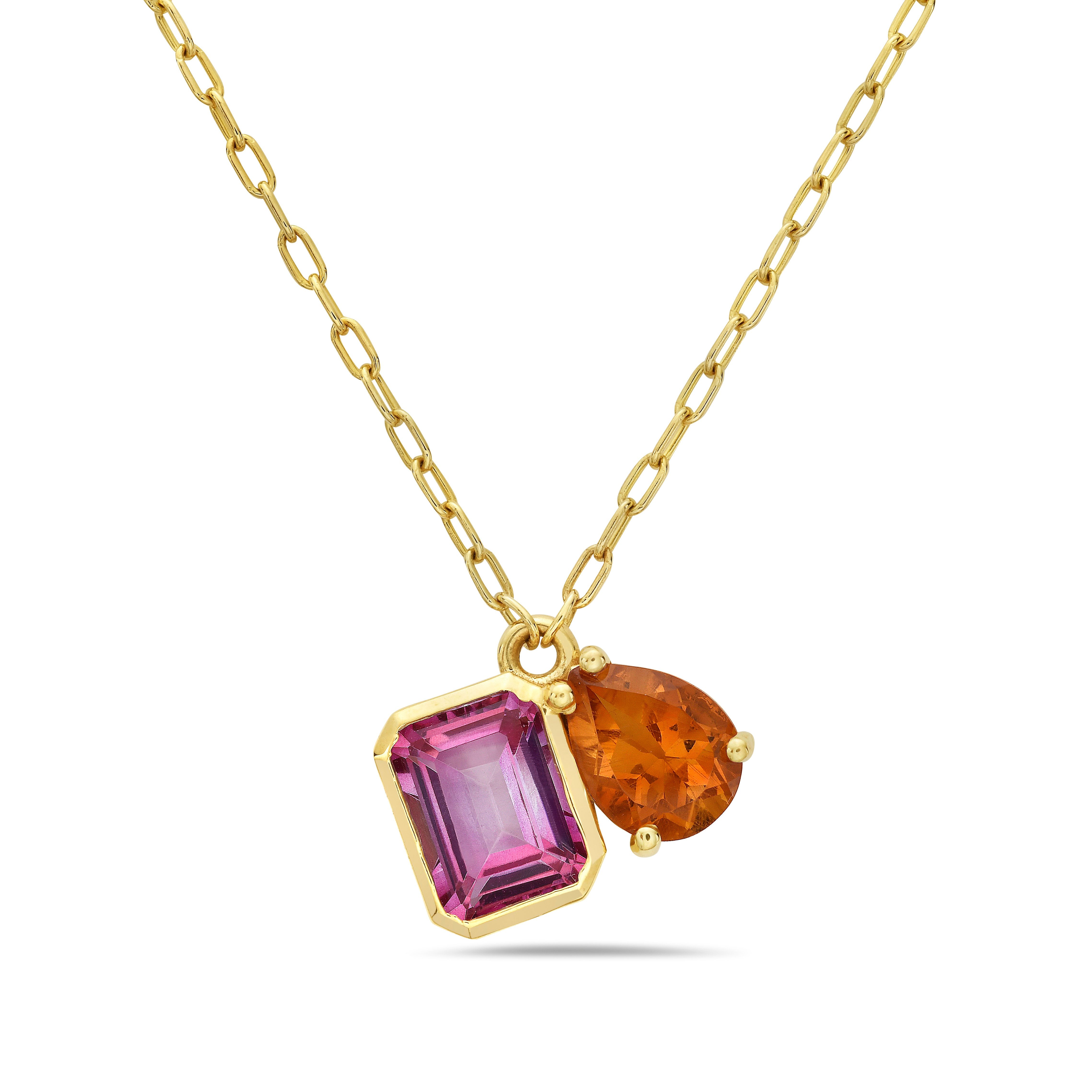 Toi Et Moi Pink Topaz and Citrine Pendant