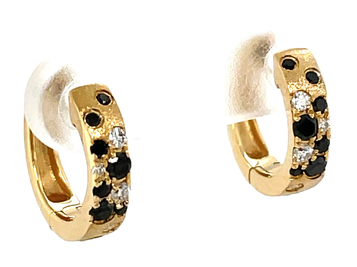 Dilamani Black and White Diamond Huggie Earrings