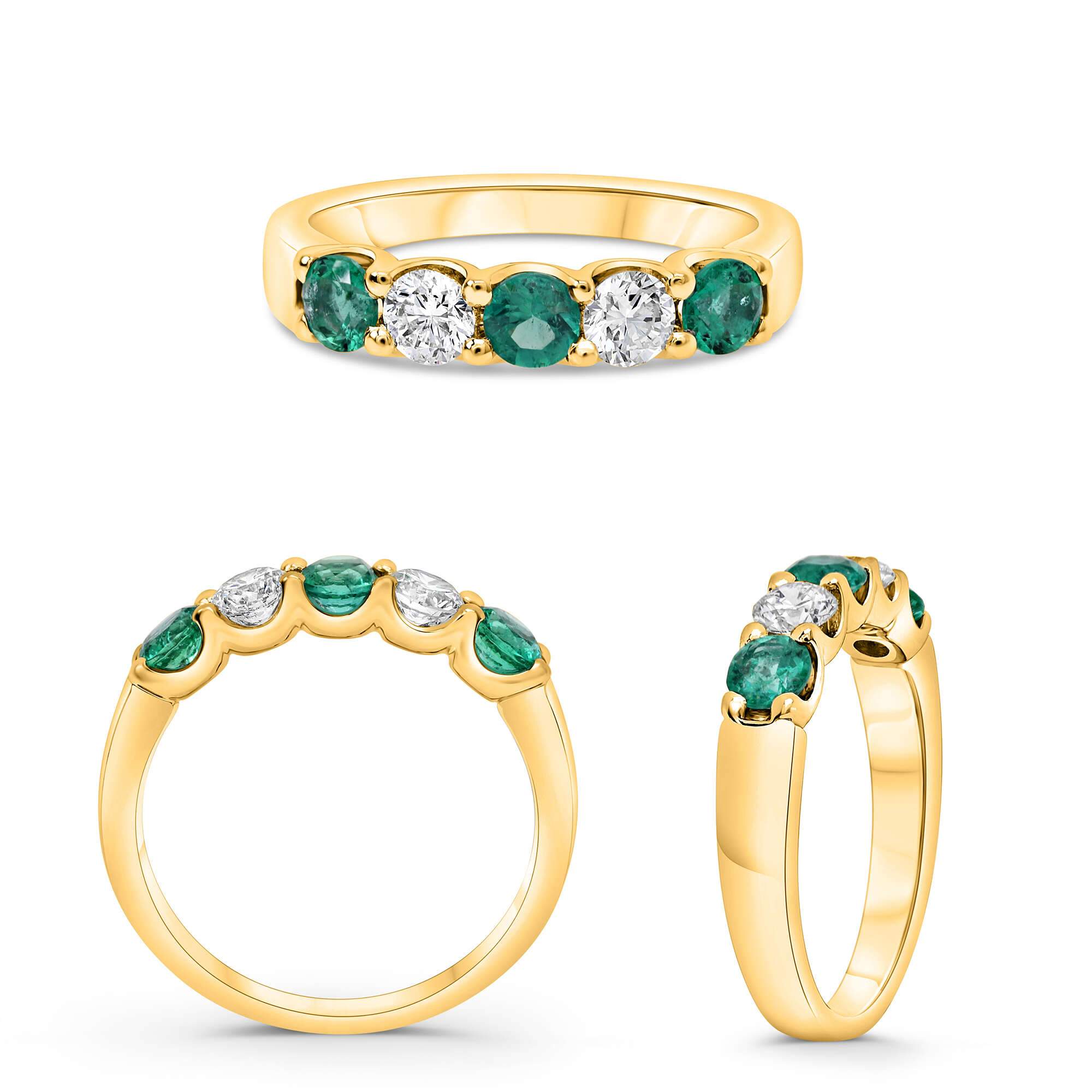 Diamond and Green Emerald Band
