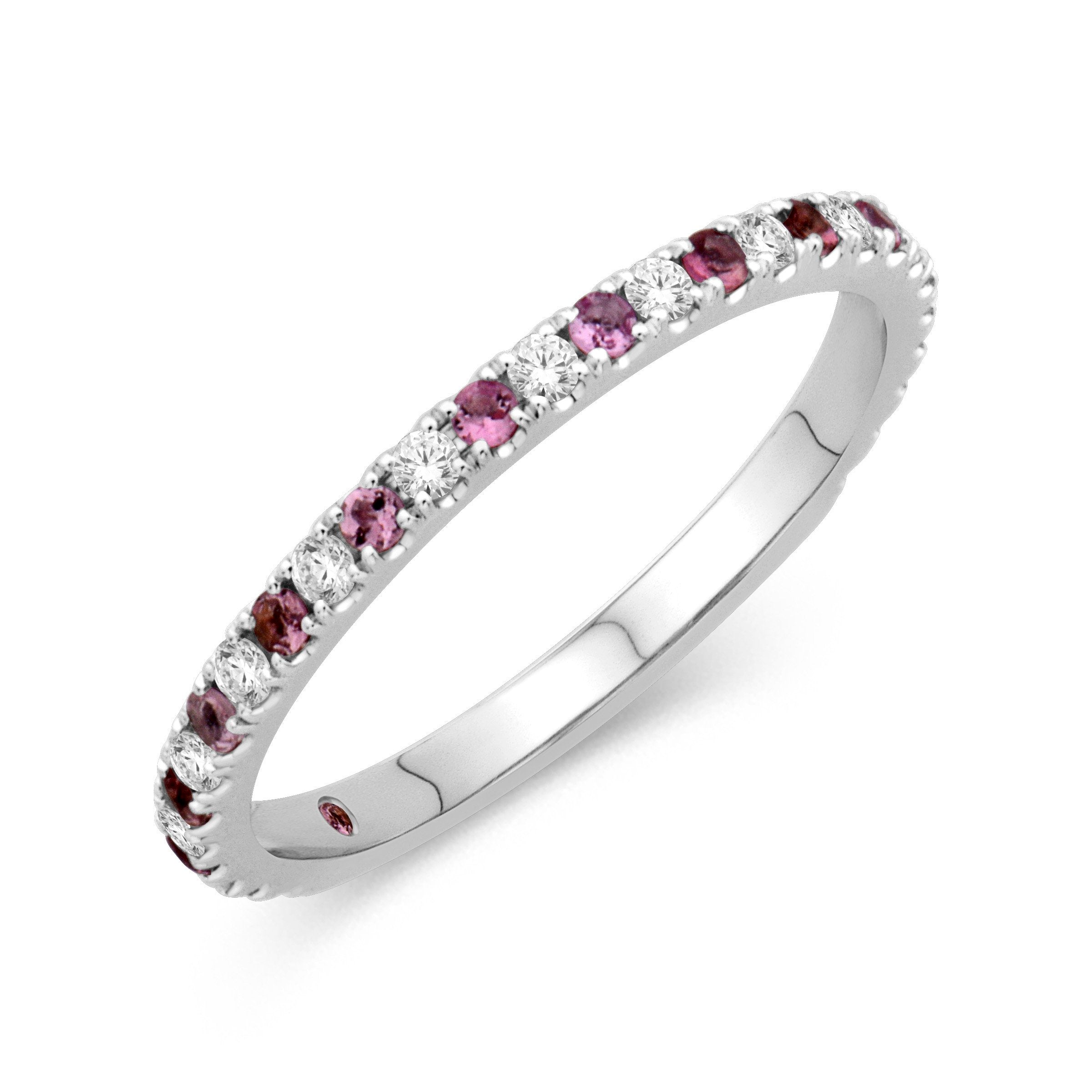 Diamond and Pink Tourmaline Birthstone Band