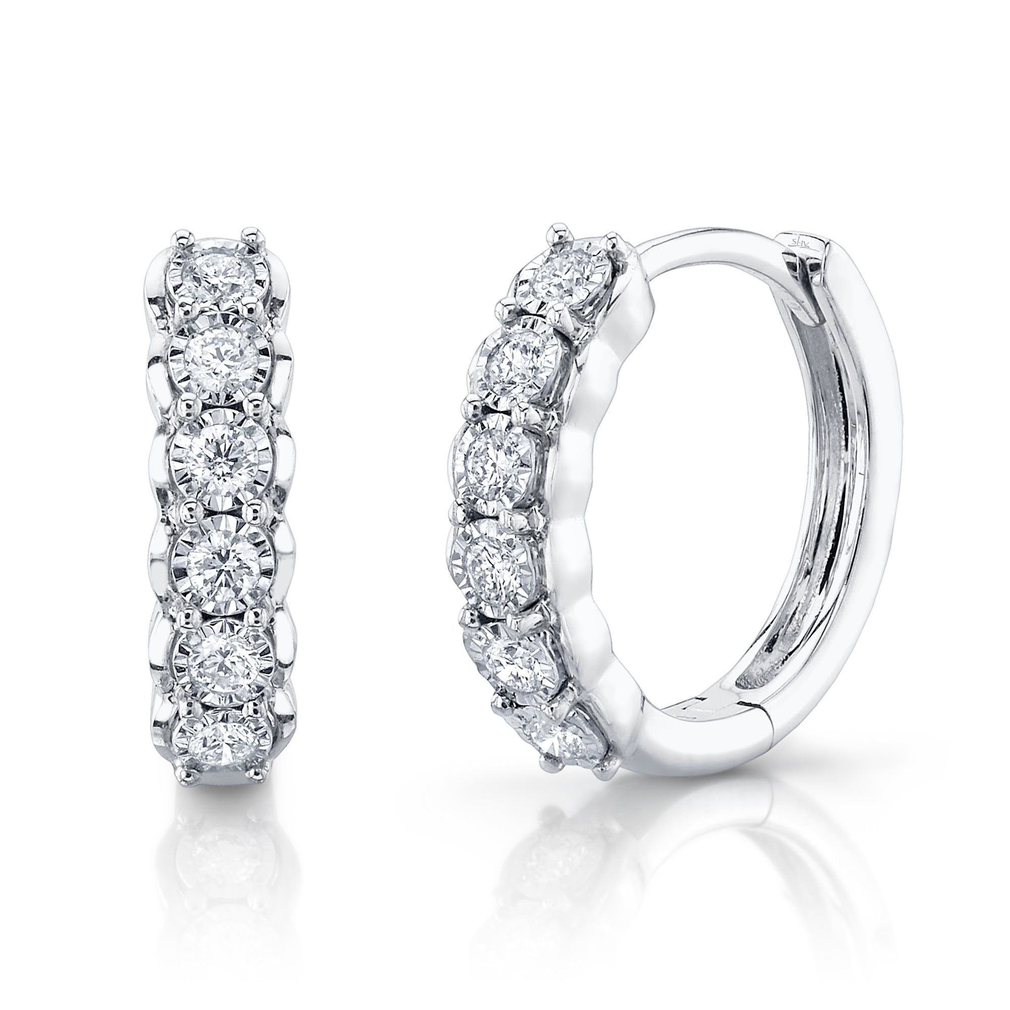 Shy Creation Diamond Huggie Earrings