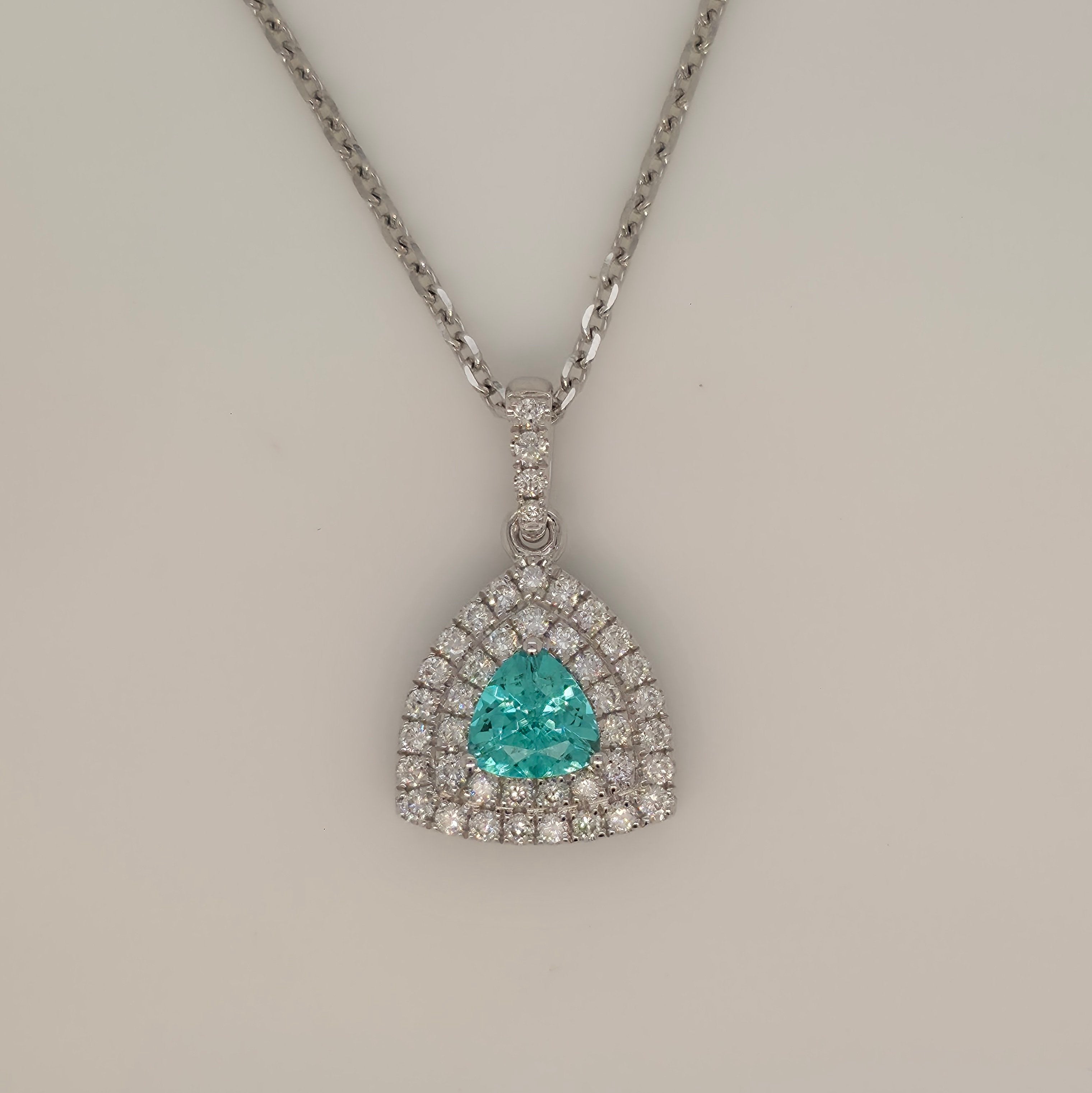 Paraiba Tourmaline and Diamond Pendant